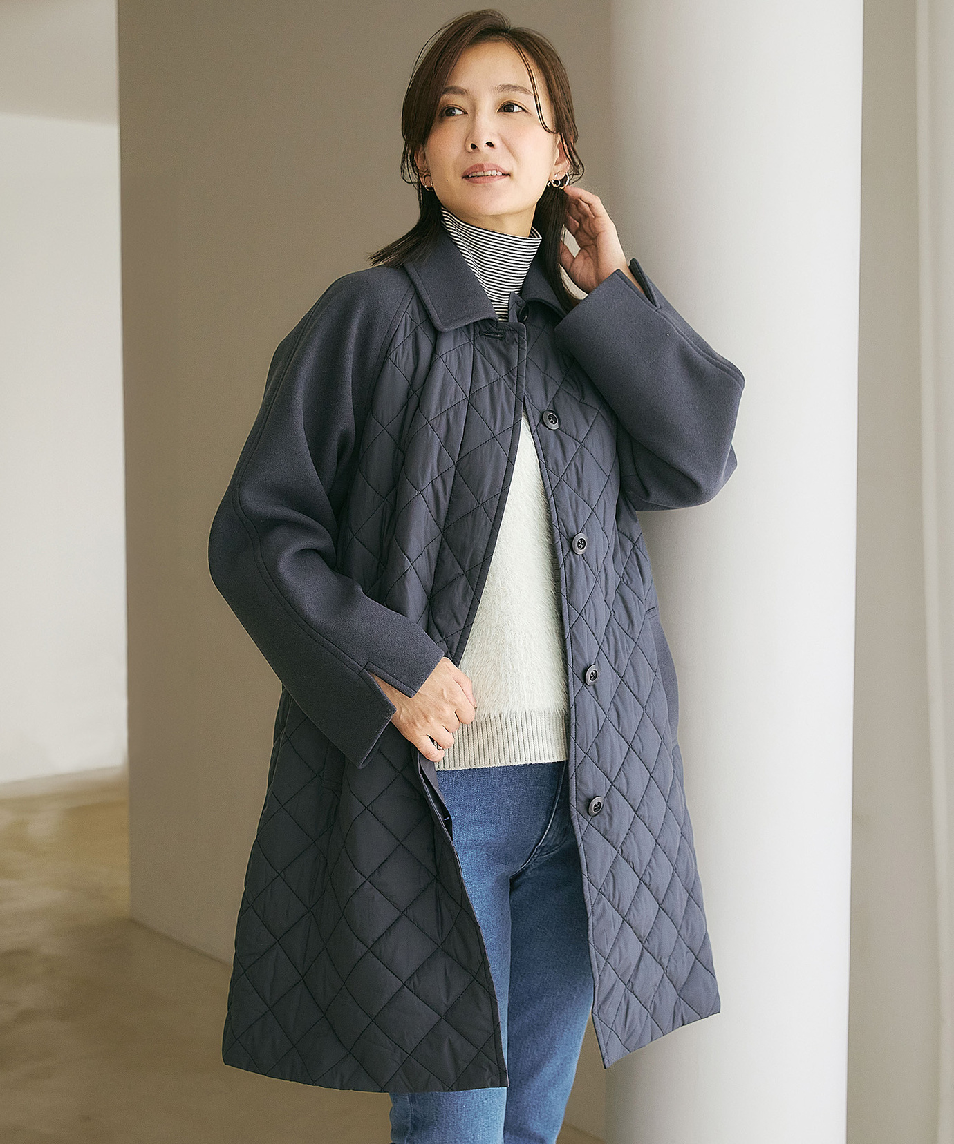 レディース キルティング ステンカラー コート通販 [0204-57453