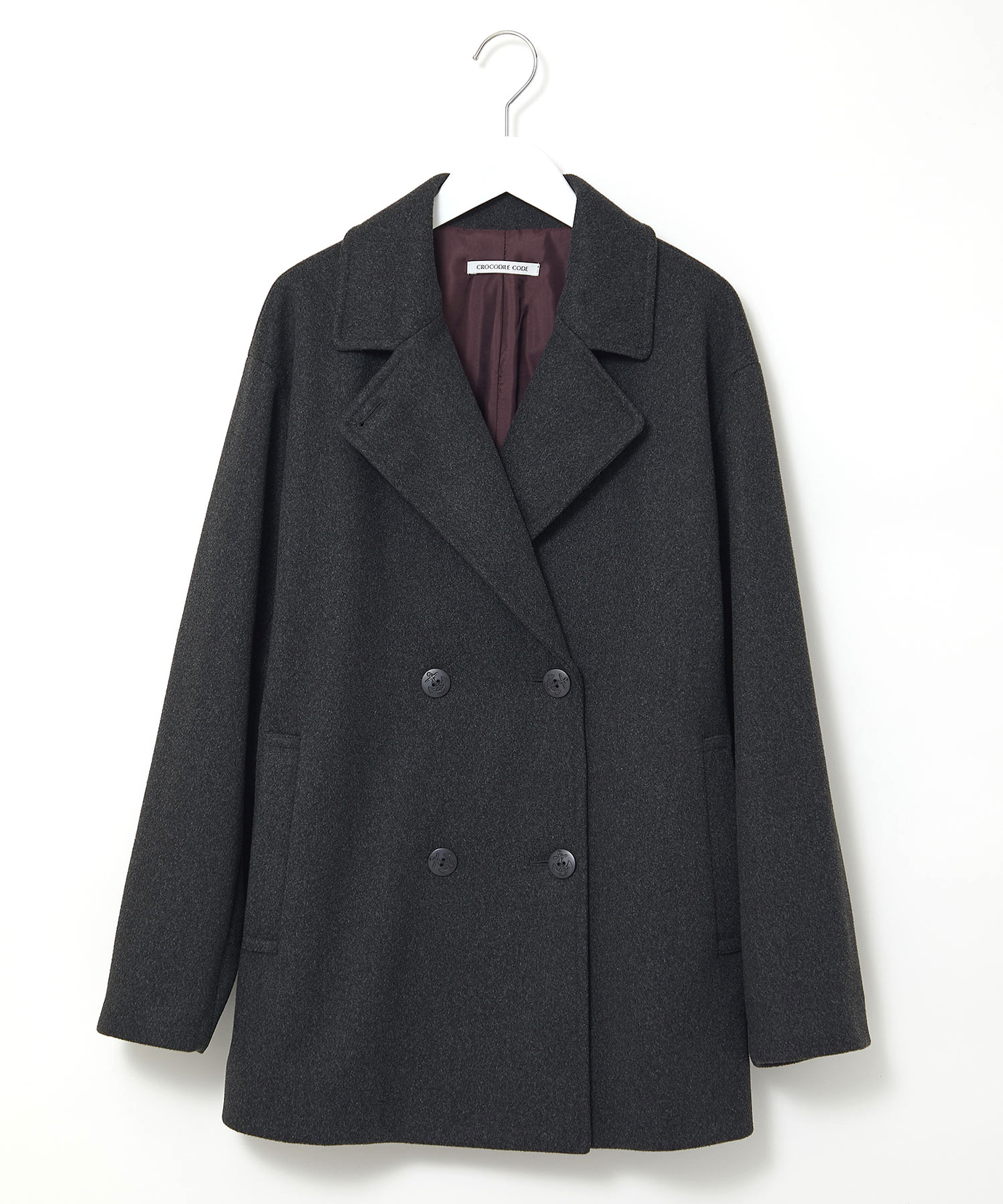 極美品 日本製 ニューヨーカー テーラード ピーコート ウール メルトン 黒 極美品 日本製 ニューヨーカー テーラード ピーコート ウール メルトン