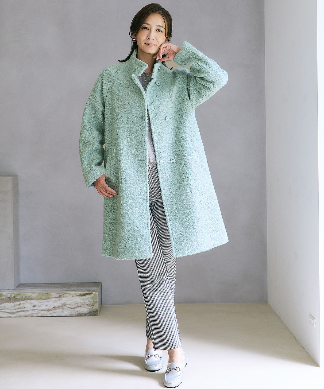 美品✨schott ランチコート　AT024 ボア　くるみボタン　グリーン 40 希少 Schott 40 ブラック ウールコート くるみボタン ボア AT024