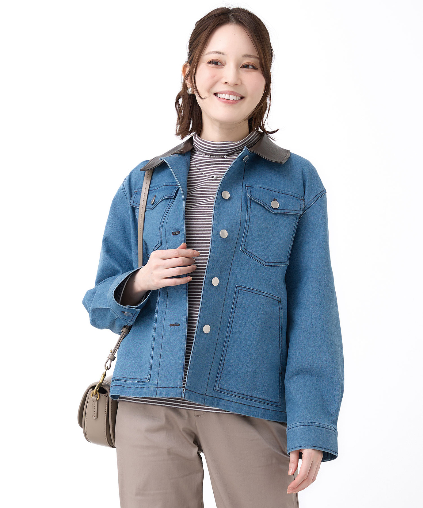 レディース 2WAY襟 デニム ジャケット【手洗いOK】通販 [0204-65456 レディース 2WAY襟 デニム ジャケット【手洗いOK】通販 [0204-65456