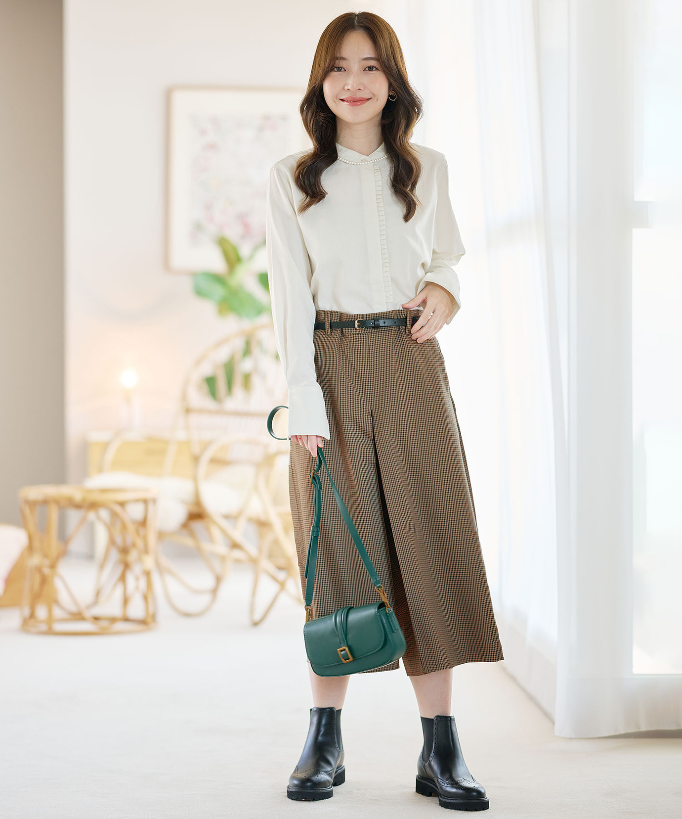 レディース プリーツデザイン クロップド キュロット通販 [0205-55552