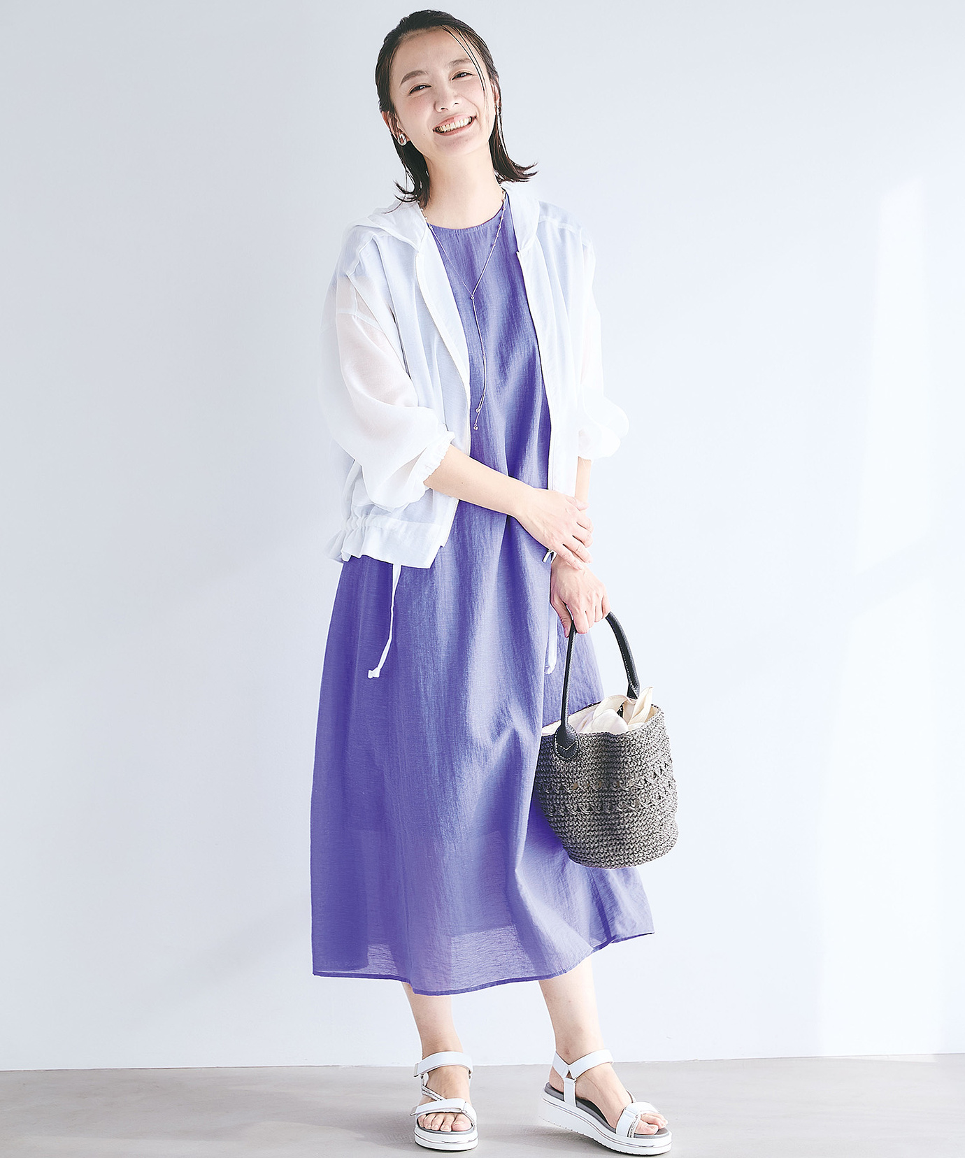 レディース リネンブレンド ノースリーブ ワンピース通販 [0221-53754