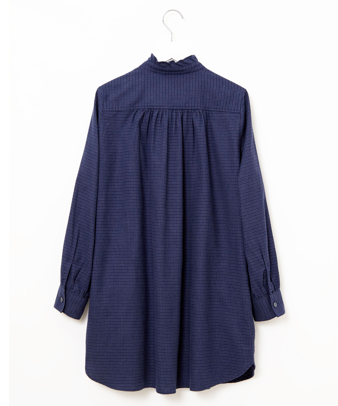 レディース 起毛 襟フリル チェックチュニック通販 [0221-57750