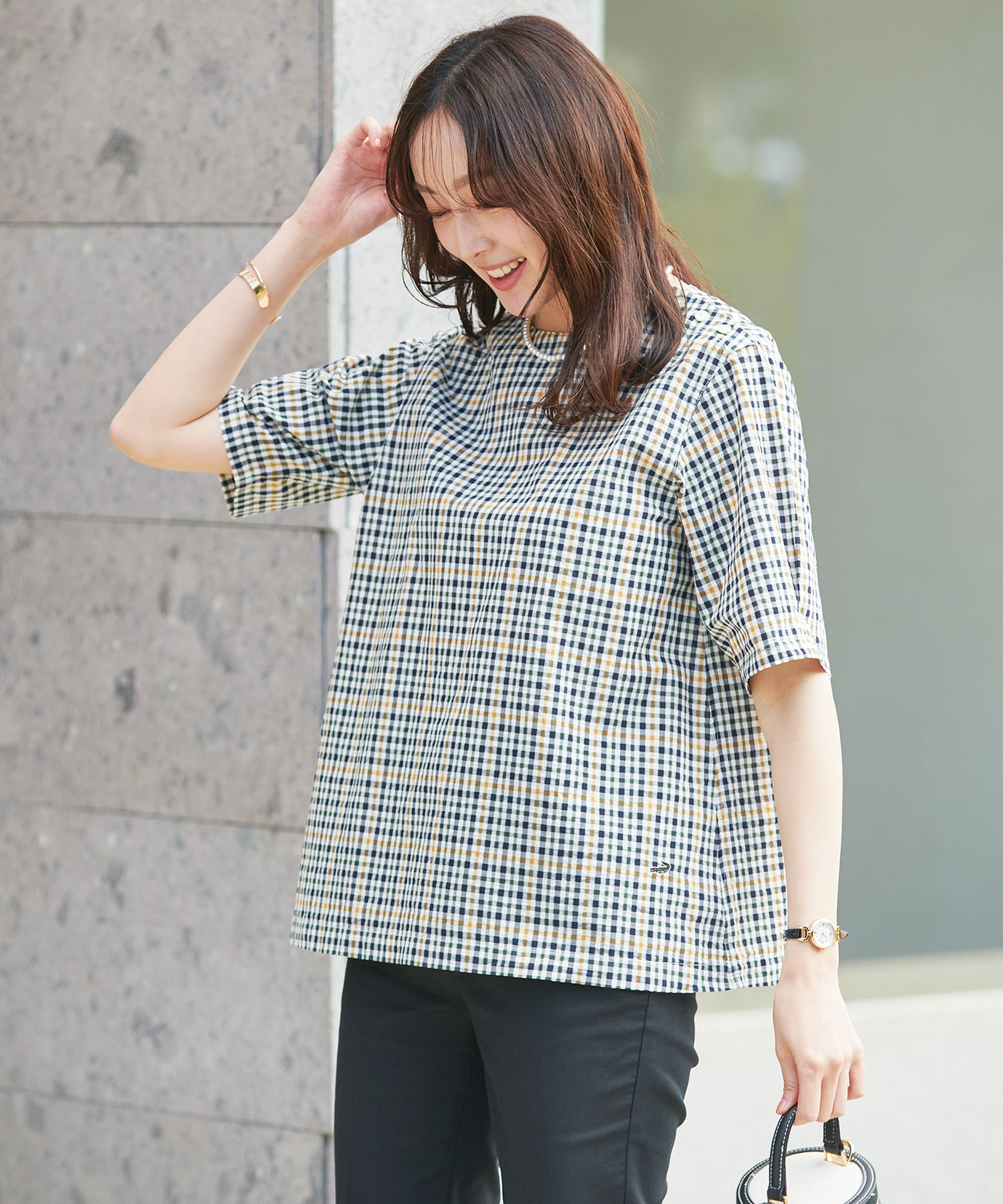 レディース クロコダイルタータン サッカー ブラウス通販 [0301-33105