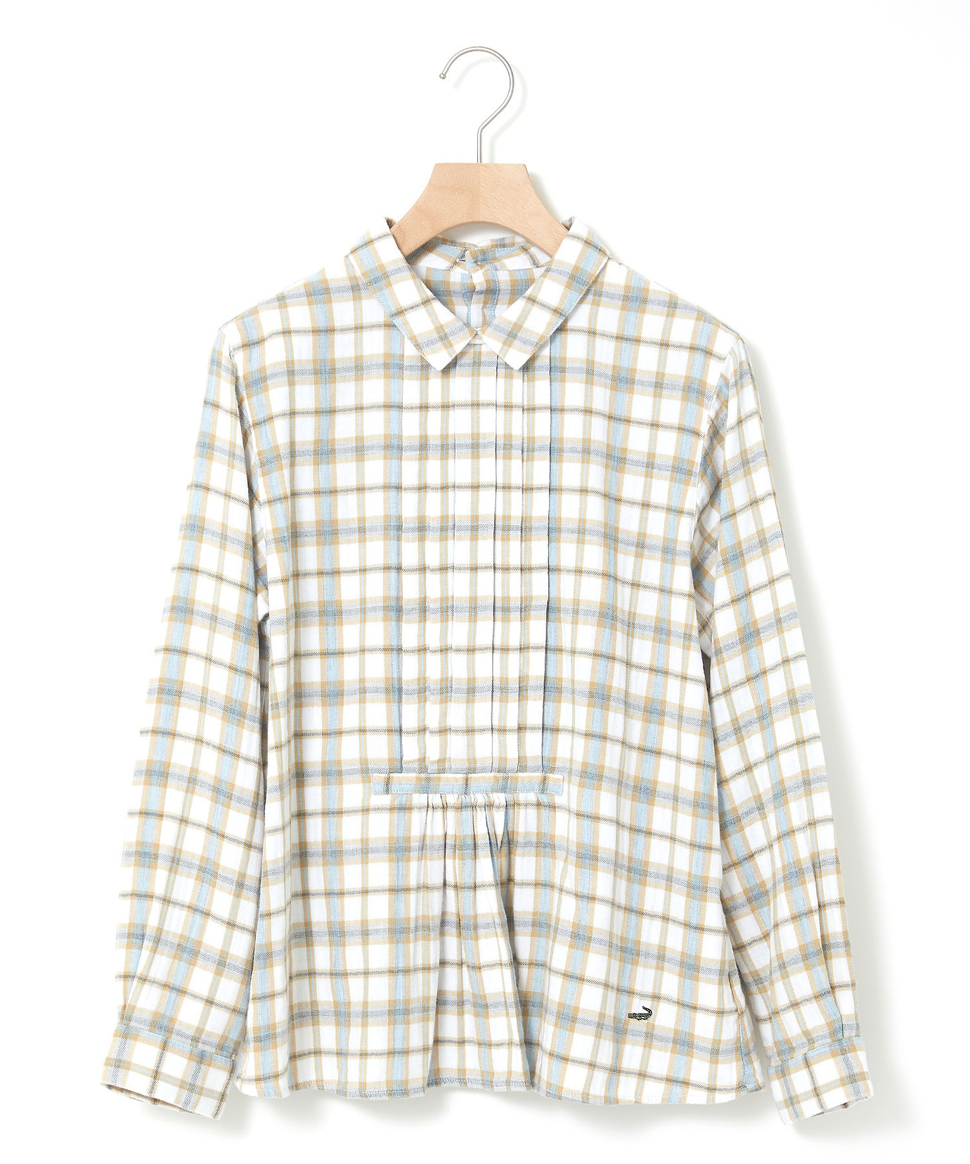 レディース ガーゼ チェック柄 ピンタック ブラウス通販 [0301-45112