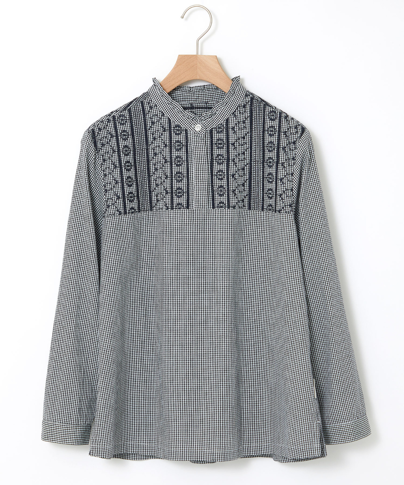 レディース レース刺繍 ギンガムチェック ブラウス通販 [0301