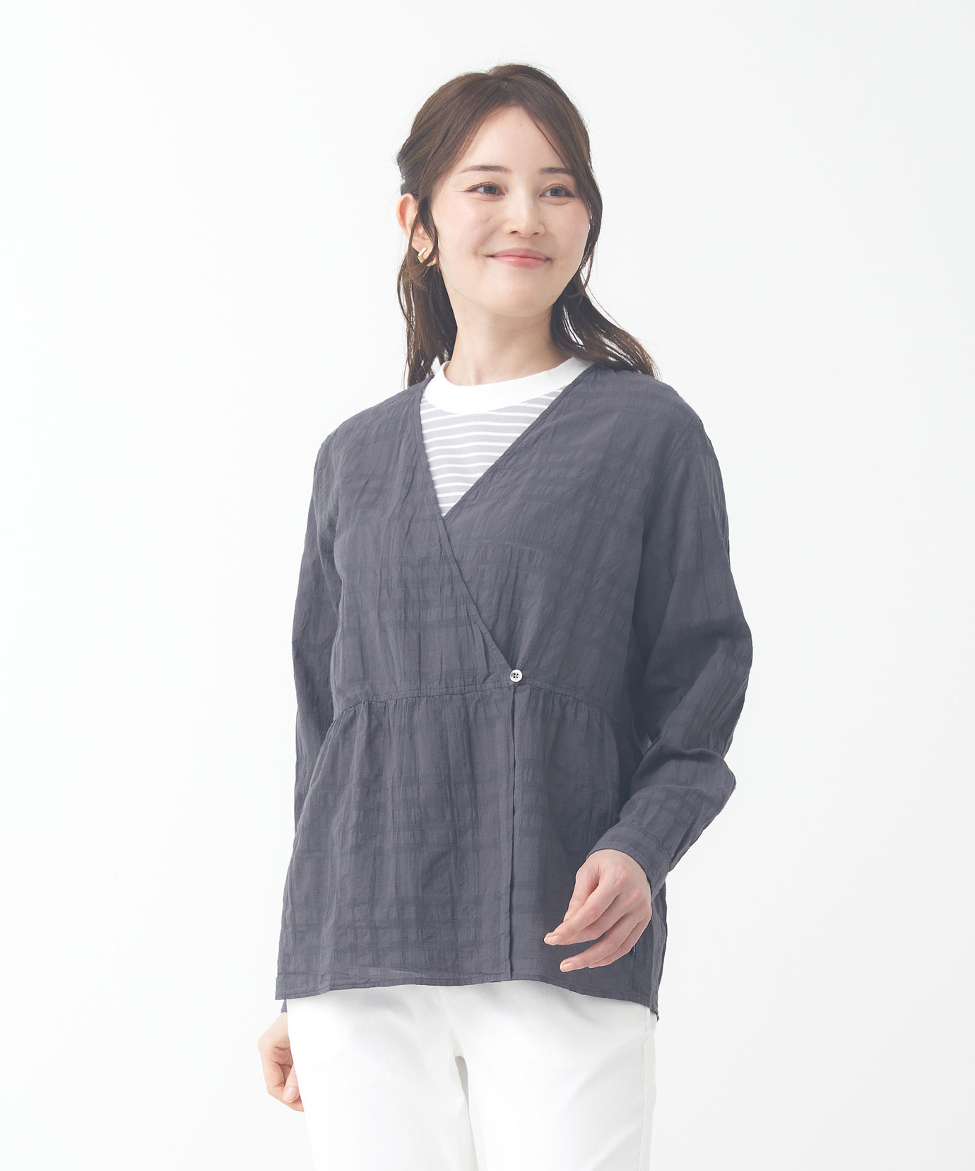 じゃいこ　ふんわりブラウス レディース コットン シャドーチェック ブラウス通販 [0301-53105