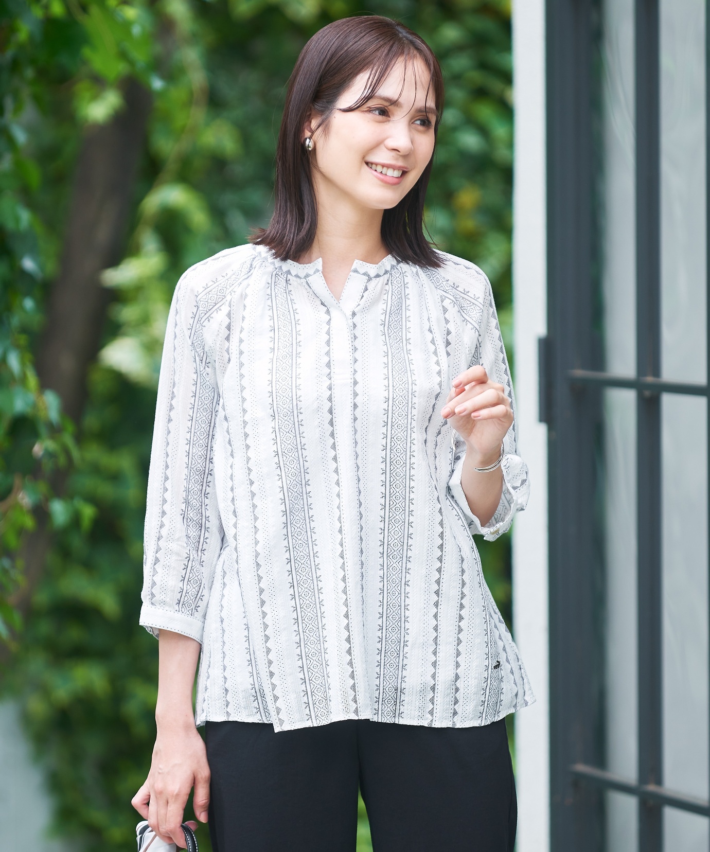 レディース カラミプリント スキッパー ブラウス通販 [0301-53112