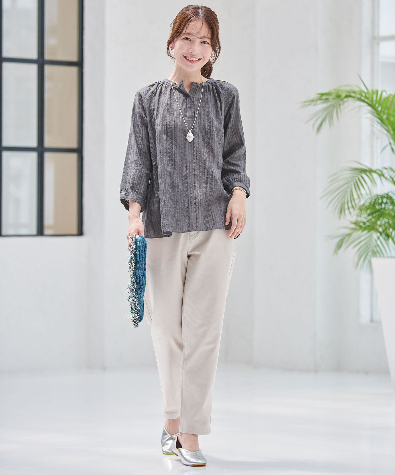 レディース カラミプリント スキッパー ブラウス通販 [0301-53112