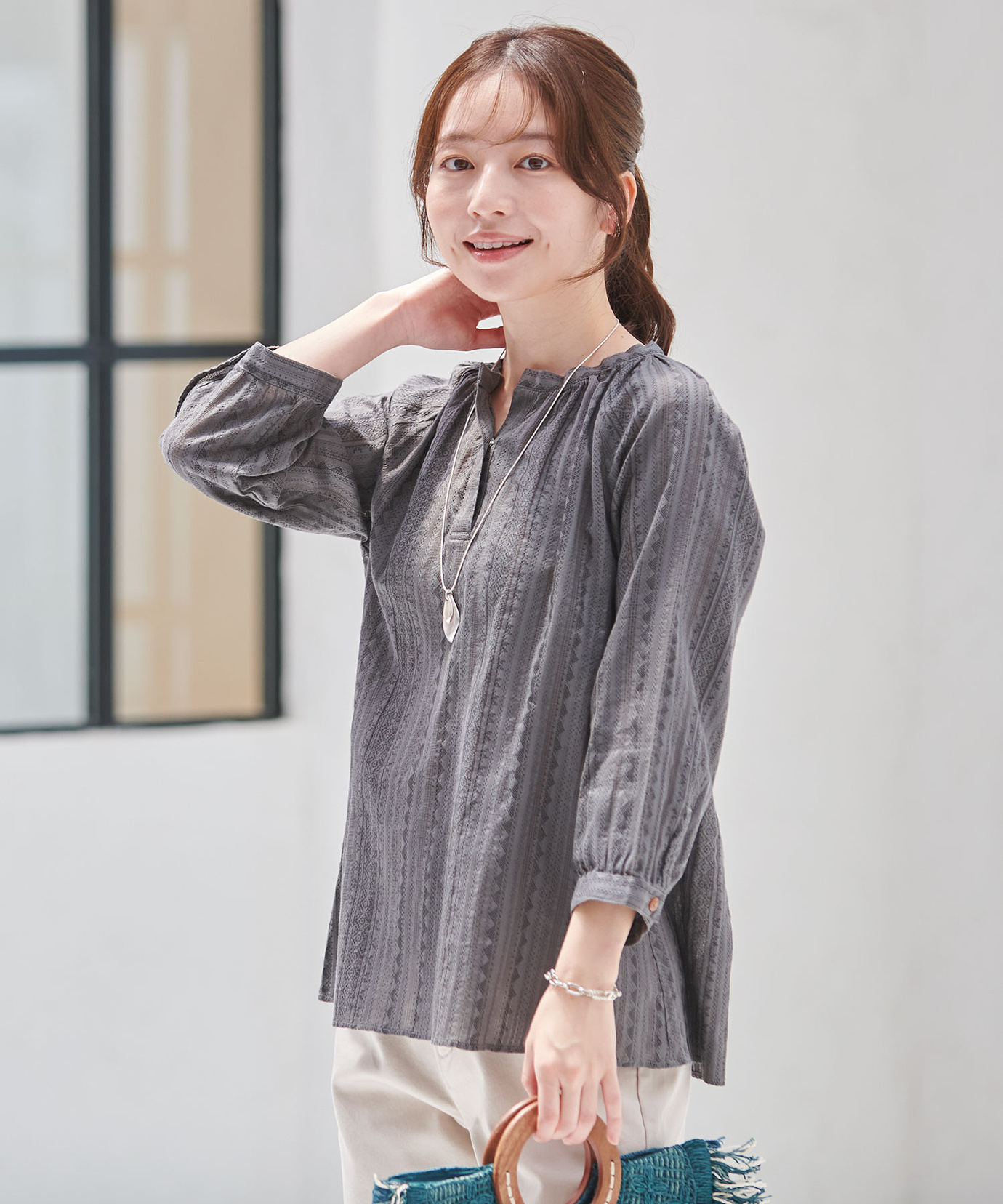 レディース カラミプリント スキッパー ブラウス通販 [0301-53112