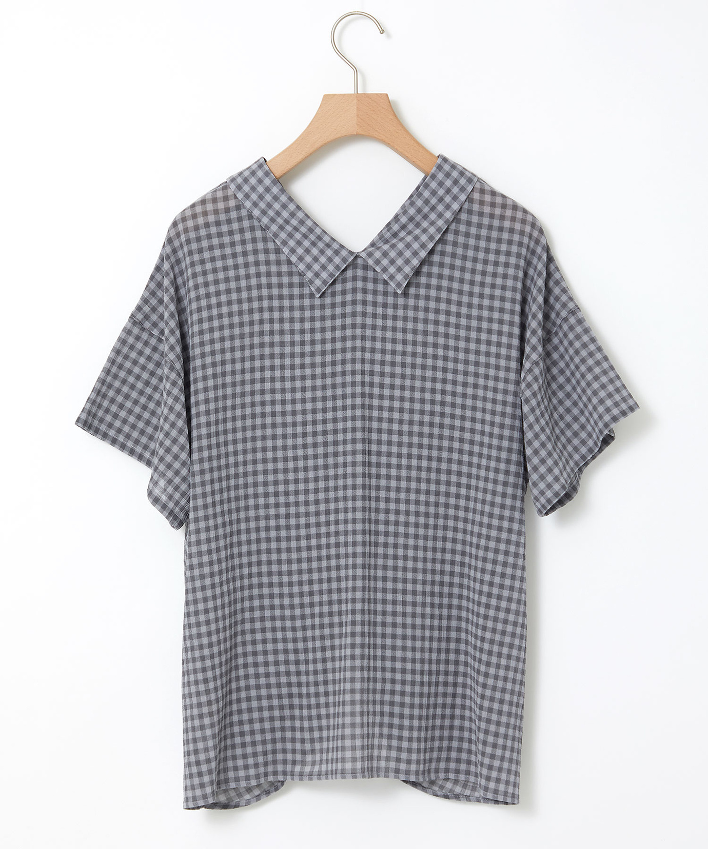 レディース フロントギャザー チェック ブラウス通販 [0301-53118