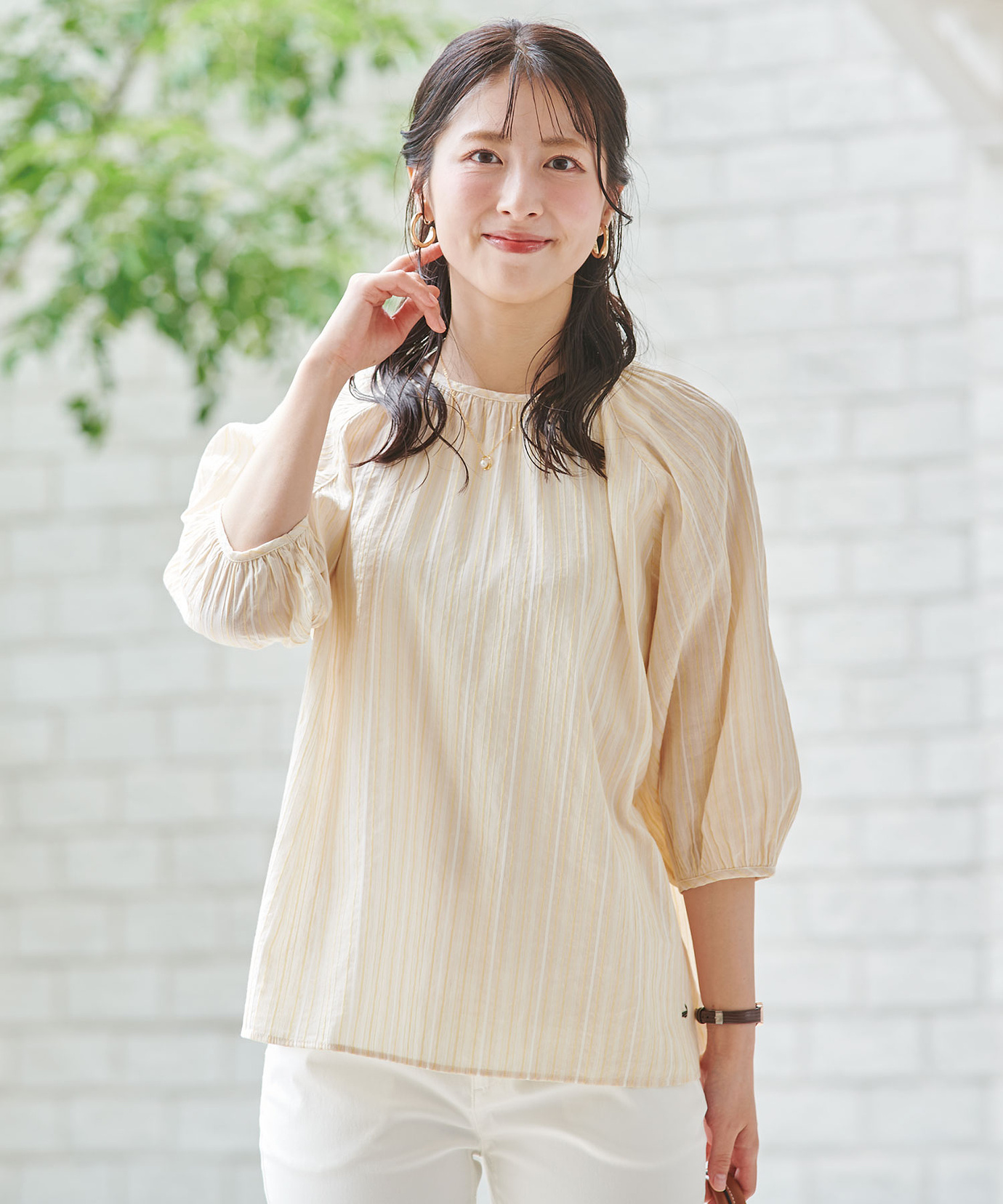 ENFOLDリネンライクFRONT TACK PULLOVER ブラウス エンフォルド リネン