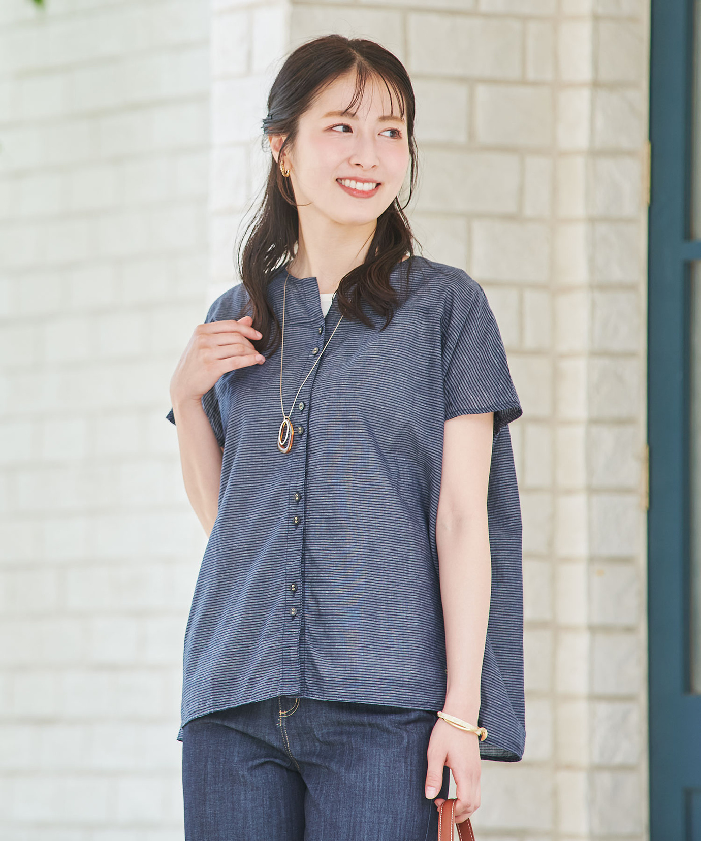 レディース スノーリネン キーホール ブラウス【接触冷感】通販 [0301