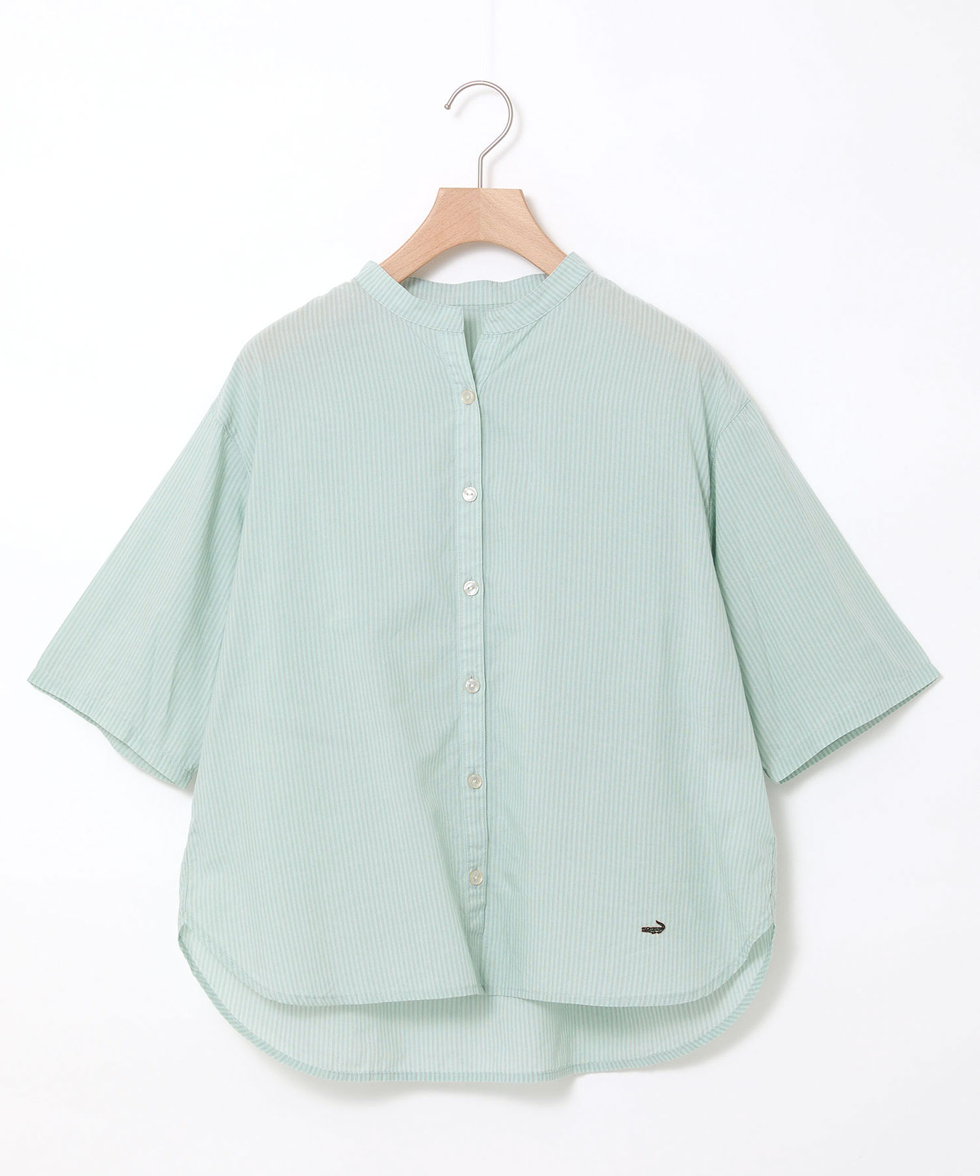 レディース バンドカラー ストライプ ブラウス通販 [0301-54103