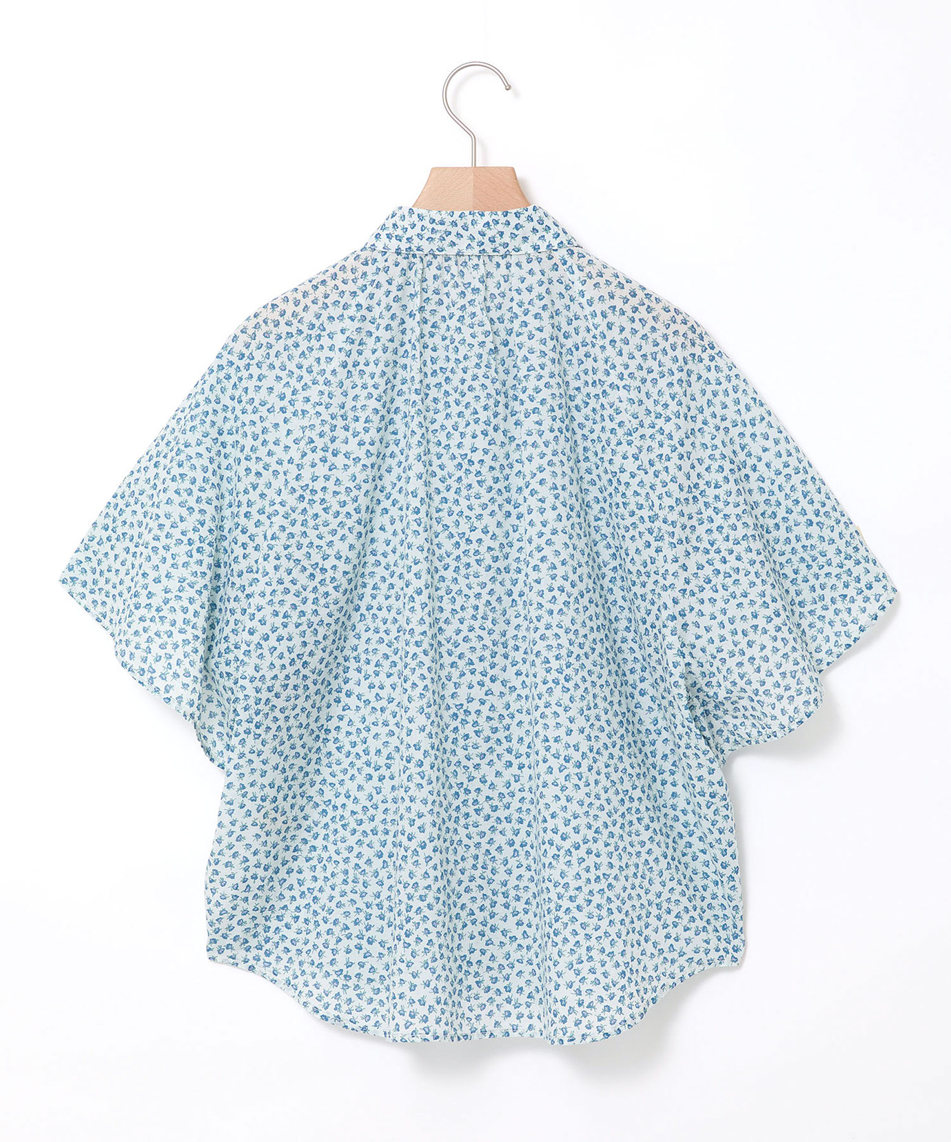 美品★22SS 花柄プリント フレアスリーブ ブラウス ネイビー 36 美品☆22SS 花柄プリント フレアスリーブ ブラウス ネイビー 36