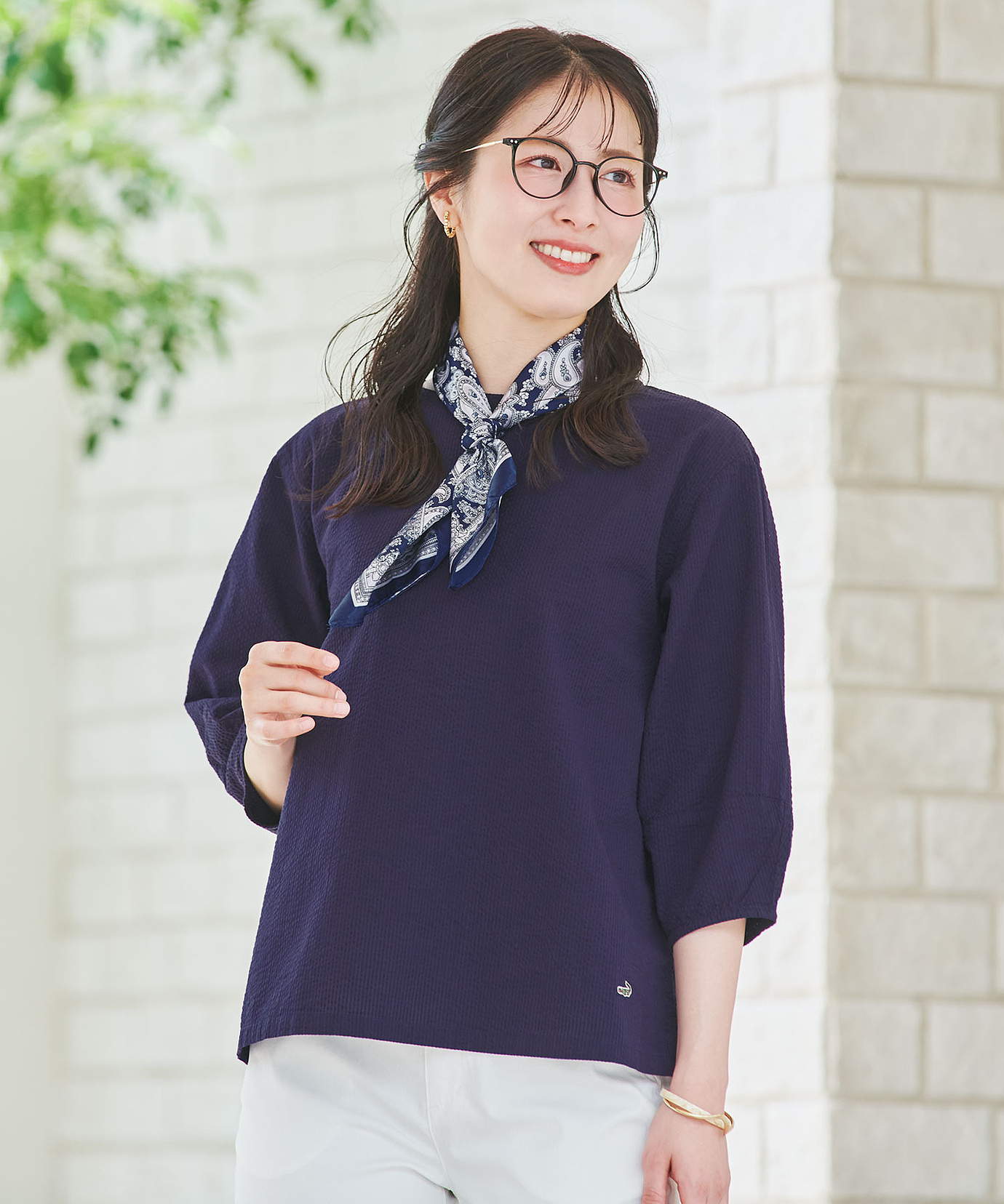 レディース シアーサッカー ボリュームスリーブ ブラウス【オンライン