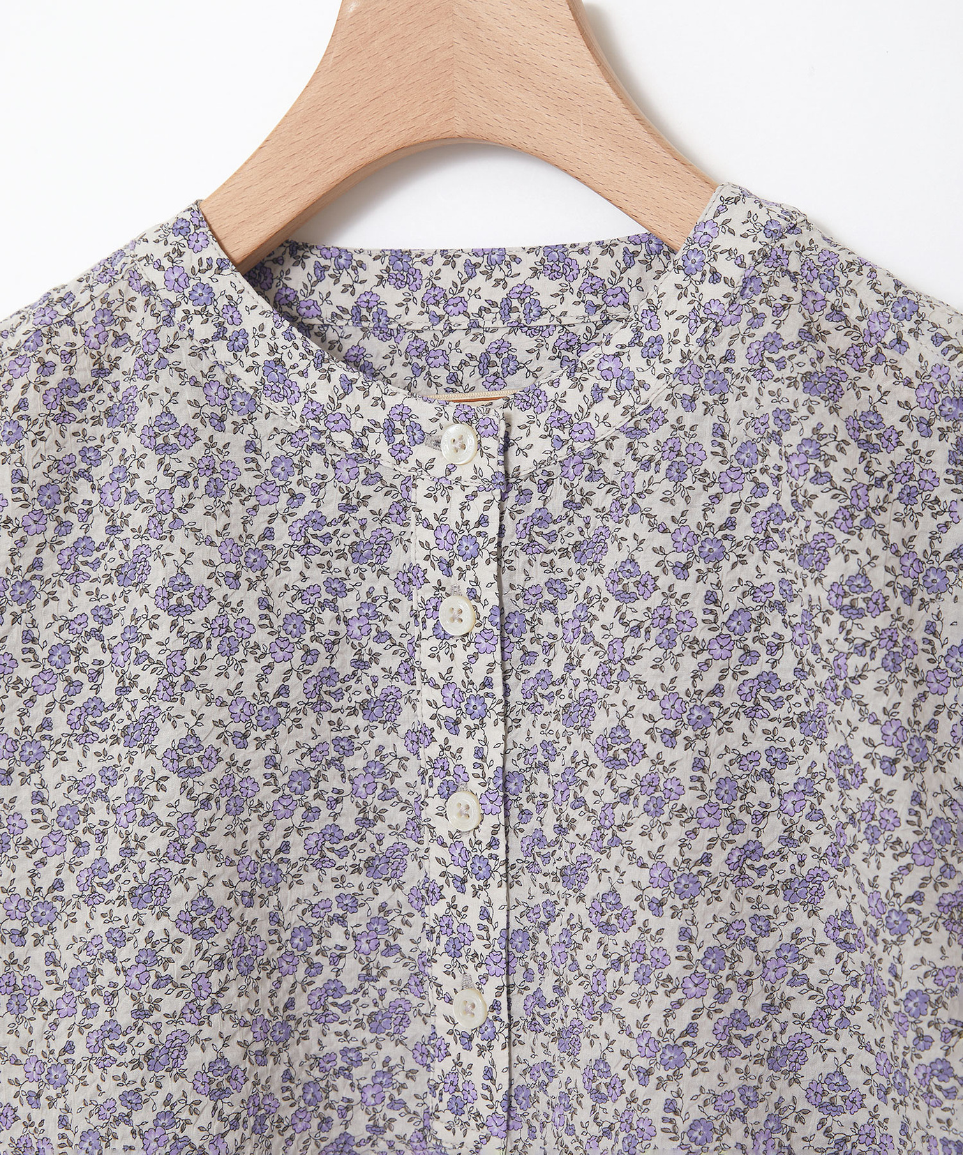 レディース 花柄サッカー バンドカラー ブラウス【オンラインショップ