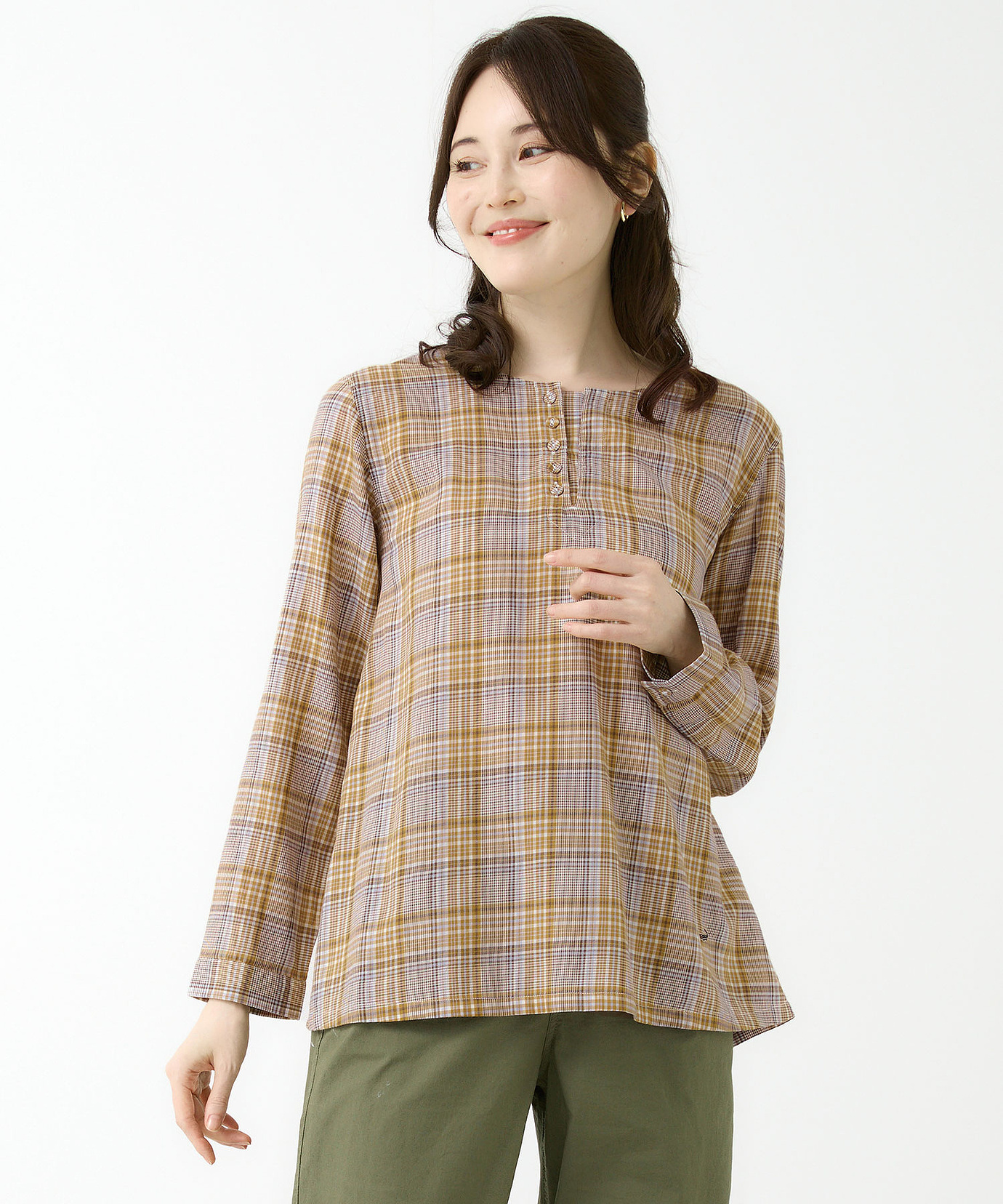 レディース スキッパー チェック柄 ブラウス通販 [0301-55106