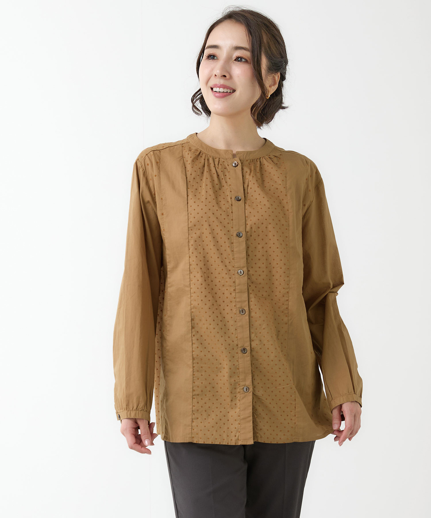 レディース フロッキー ドットデザイン ブラウス通販 [0301-55110