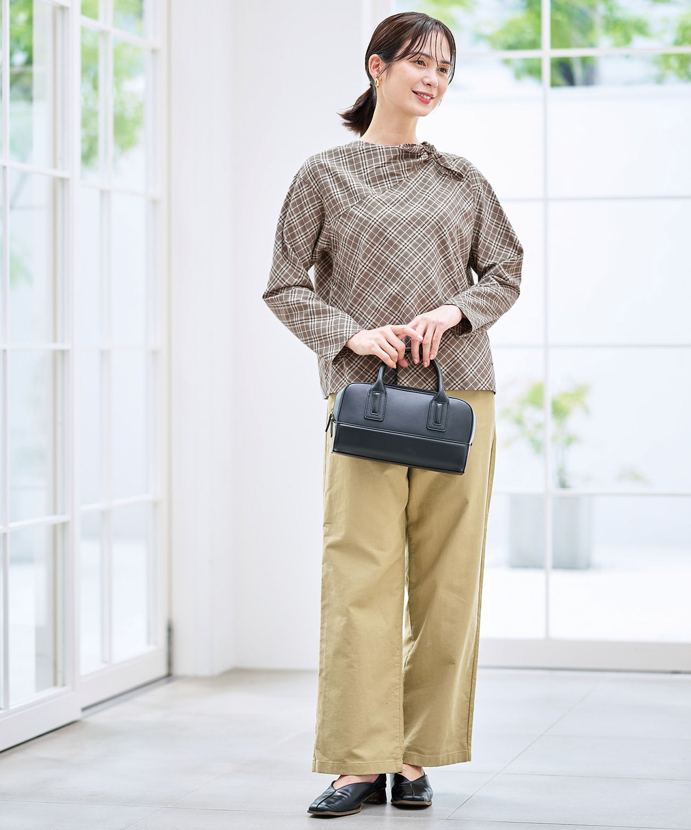 レディース グレンチェック デザイン ブラウス通販 [0301-55117