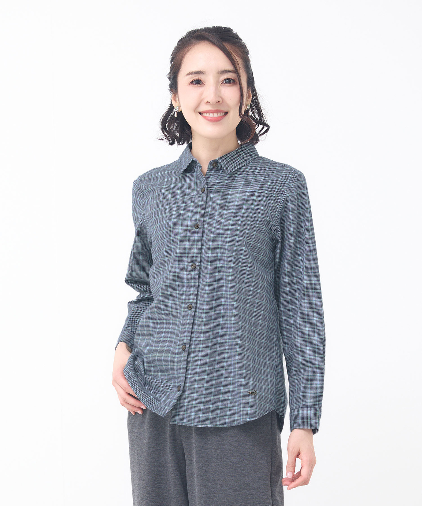 レディース コットンブレンド チェック柄 ブラウス通販 [0301-55122