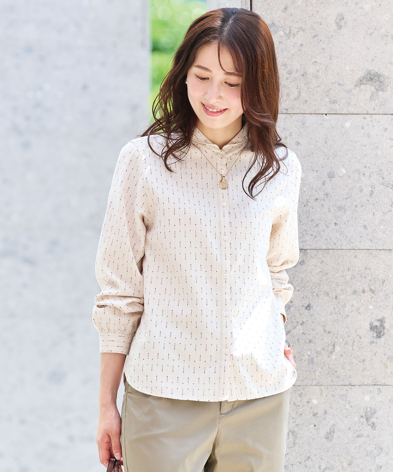 レディース ドットドビー ショールカラー ブラウス通販 [0301-55123