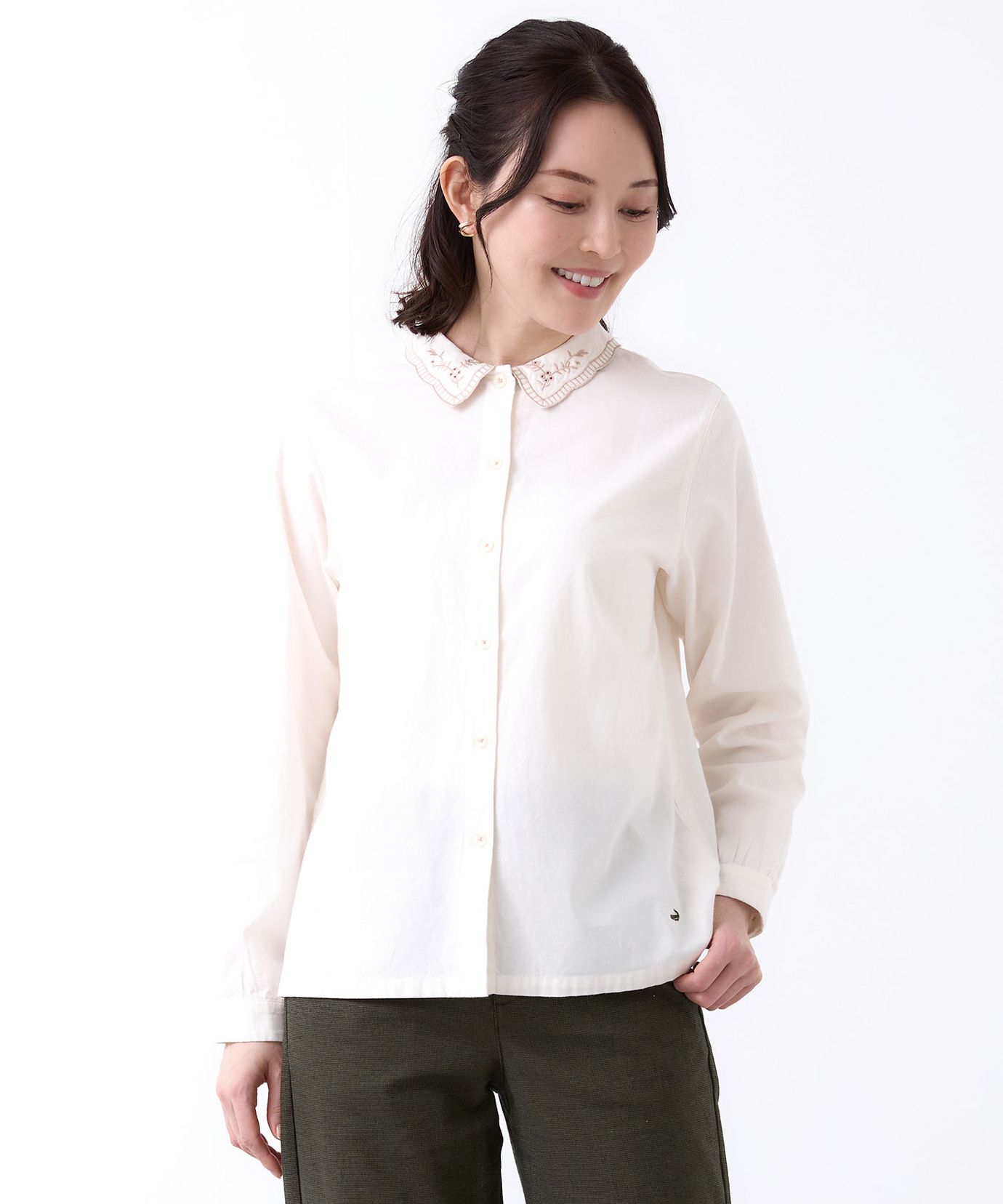 レディース 襟刺繡 デザイン ブラウス通販 [0301-58100