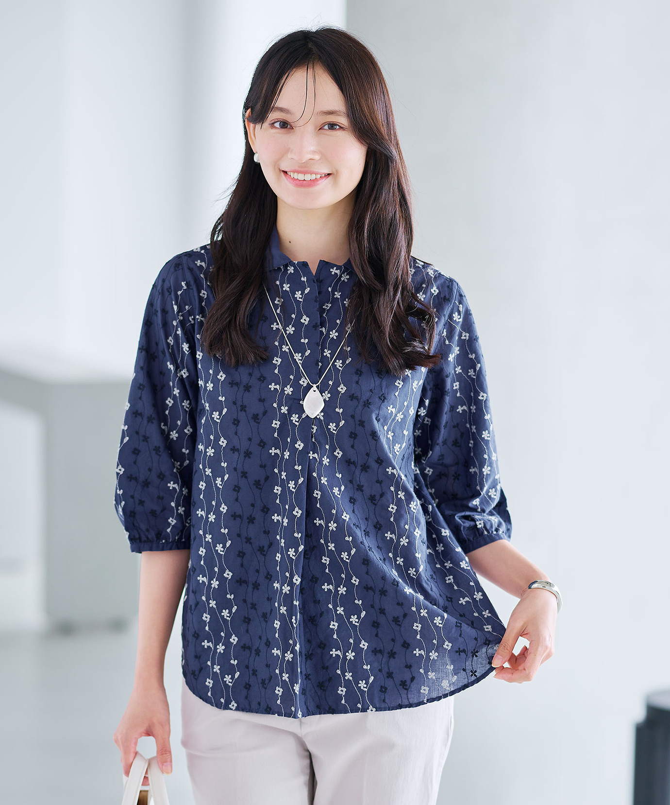 レディース 刺繍 スキッパー ブラウス通販 [0301-63100