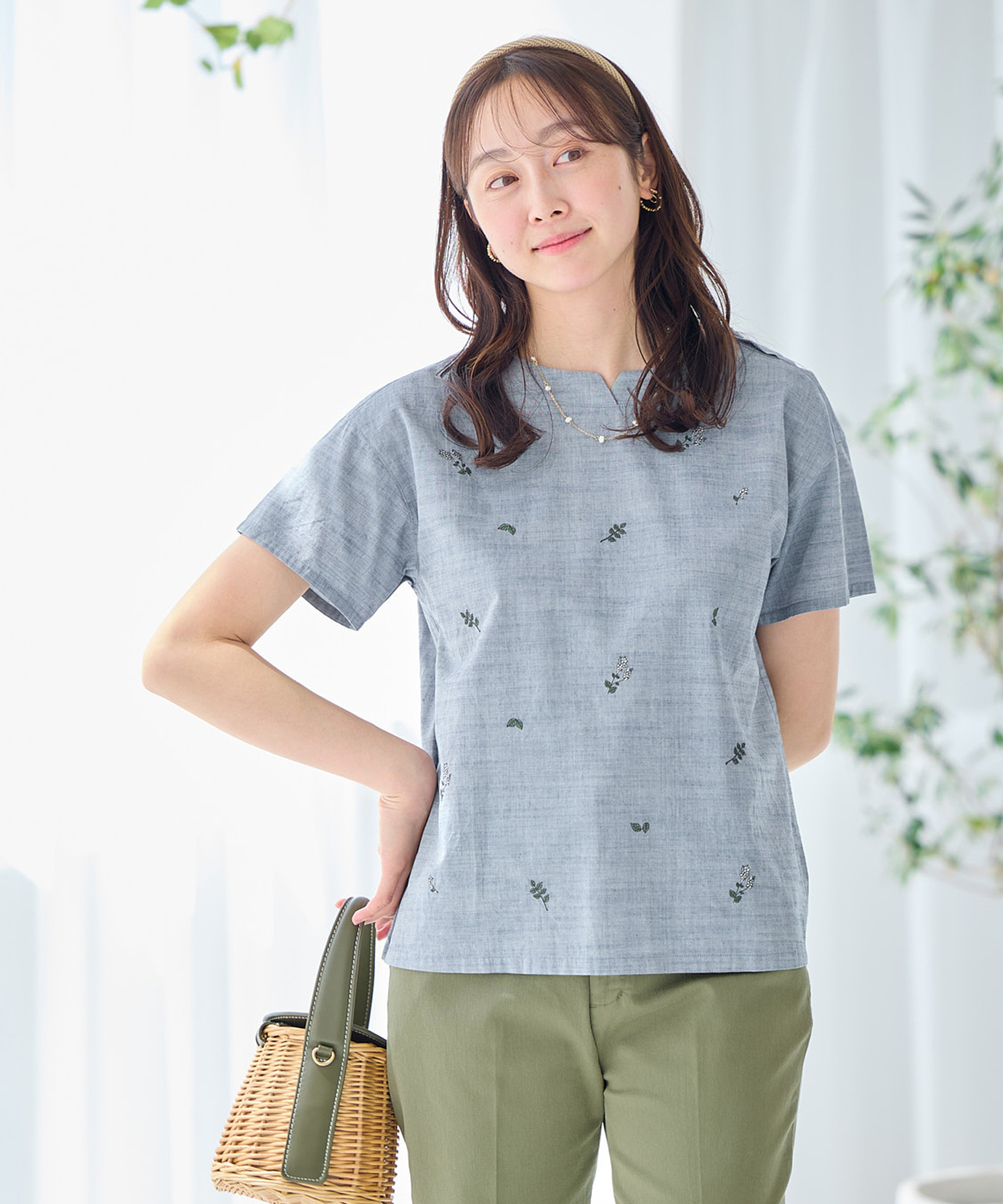 totoちゃん　チュニックシャツ　LL クロコダイル シャツコール ワークチュニック│to touch