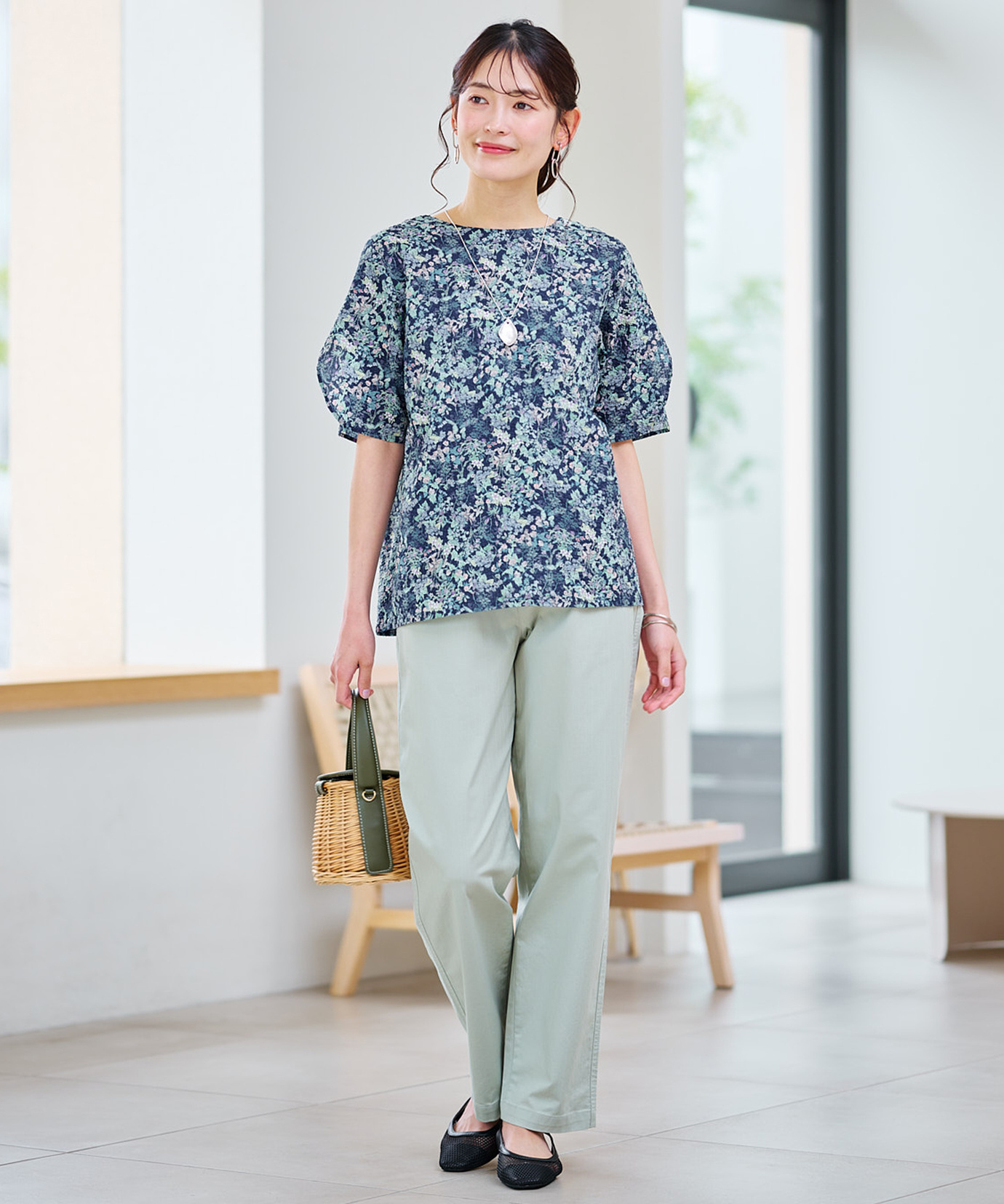 レディース ミラクルウェーブ 花柄 ブラウス【オンラインショップ限定