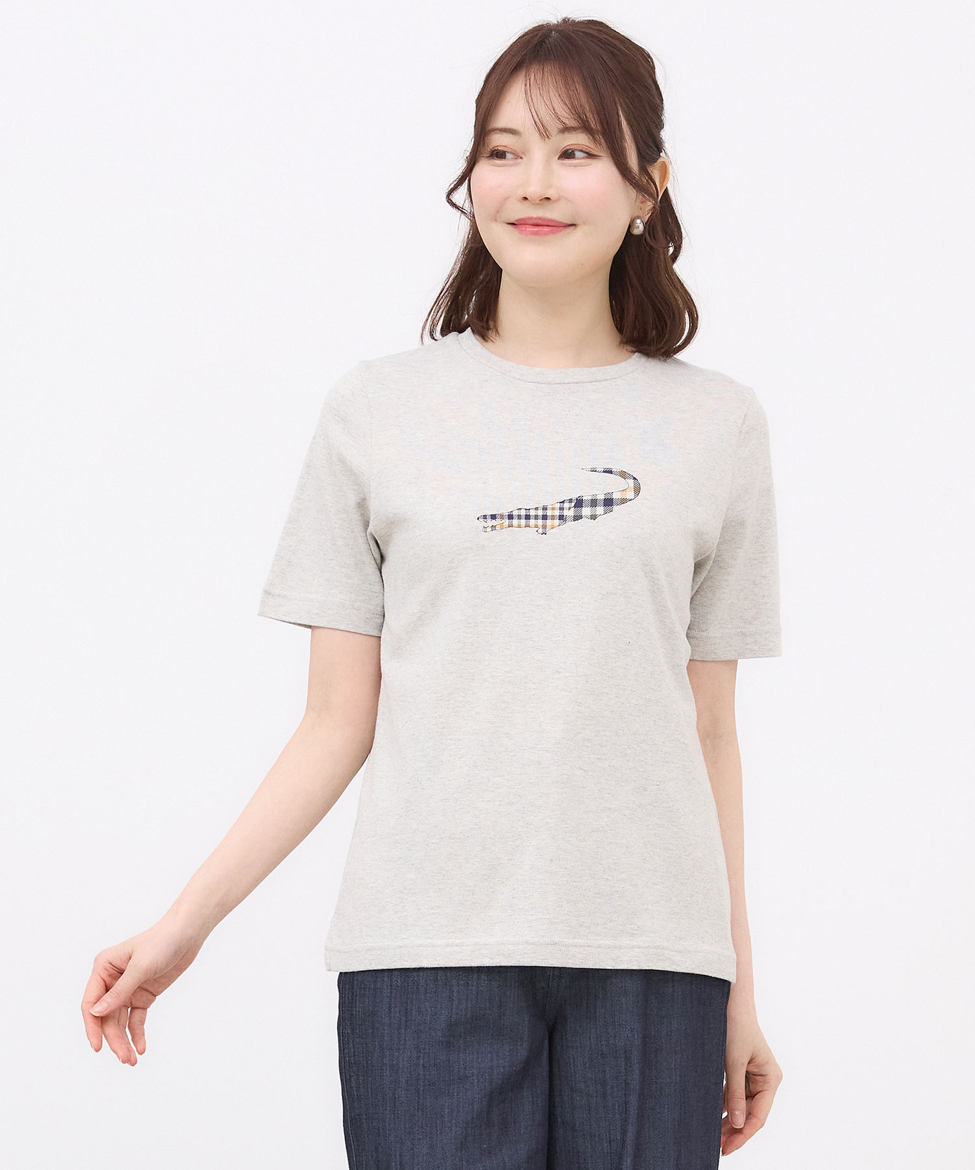 レディース クロコダイルタータン プリント Tシャツ通販 [0302-33208 