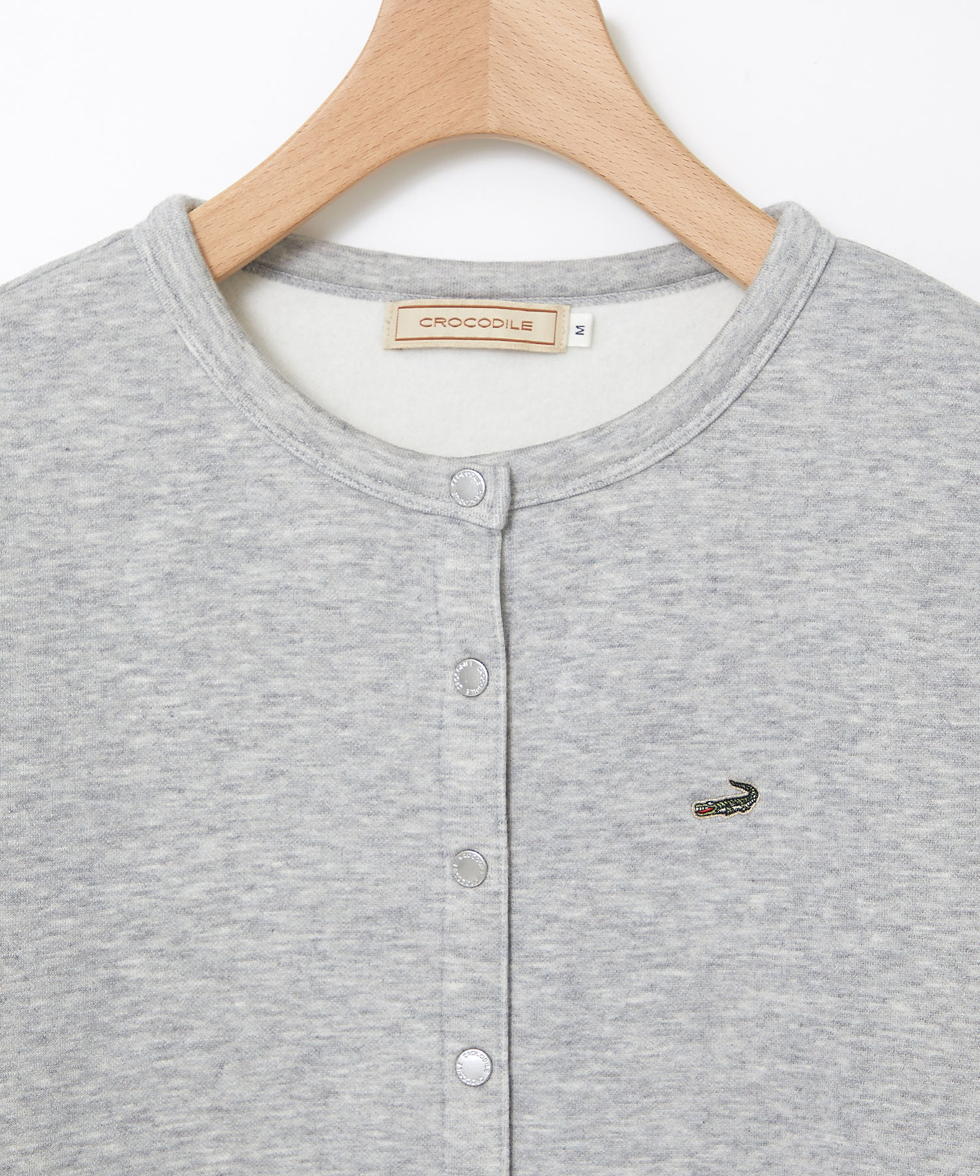 グレー 長袖 カーディガン ボタン付き 金ボタン畦ラグランニットカーディガン（カーディガン/ボレロ