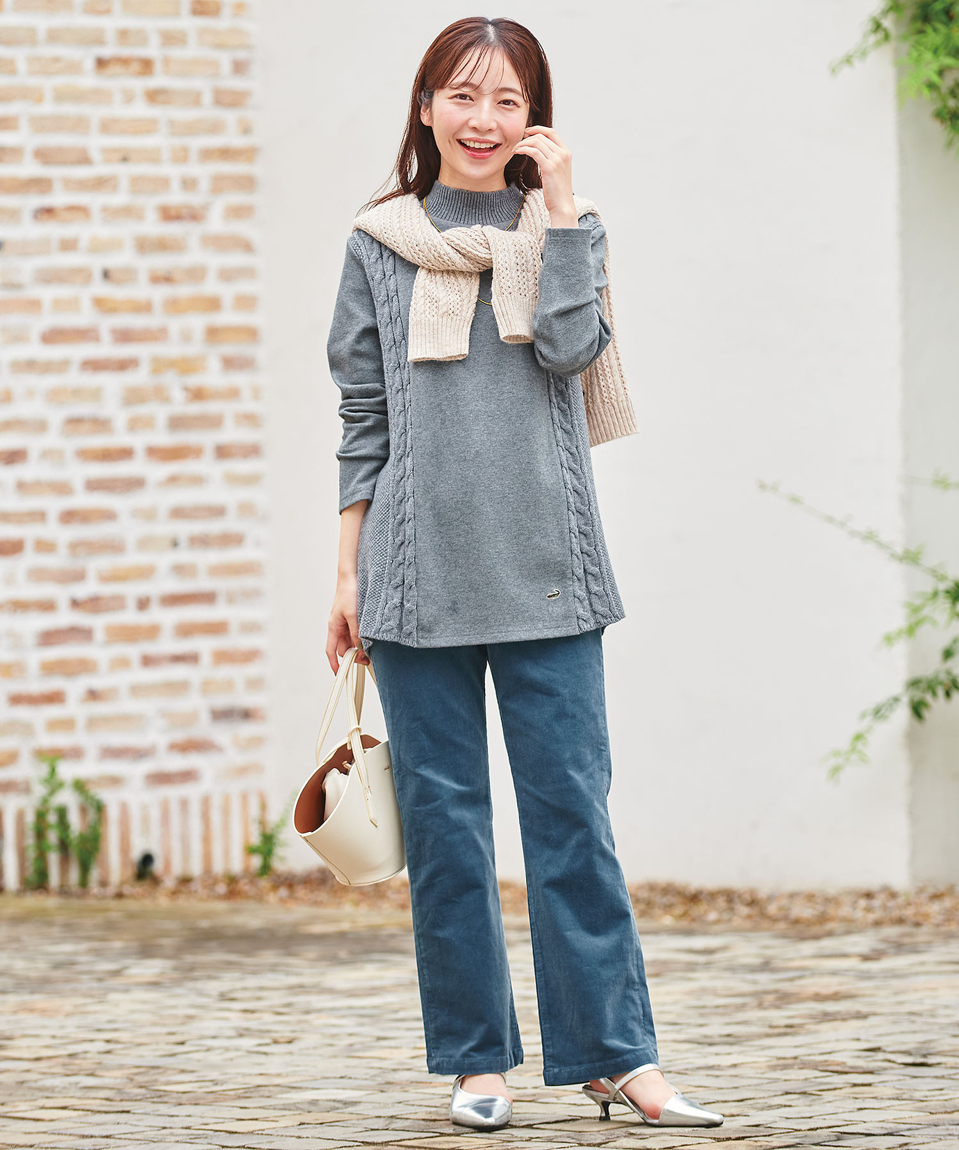 Chloe クロエ ケーブル アラン 切替 ニットワンピース チュニック M