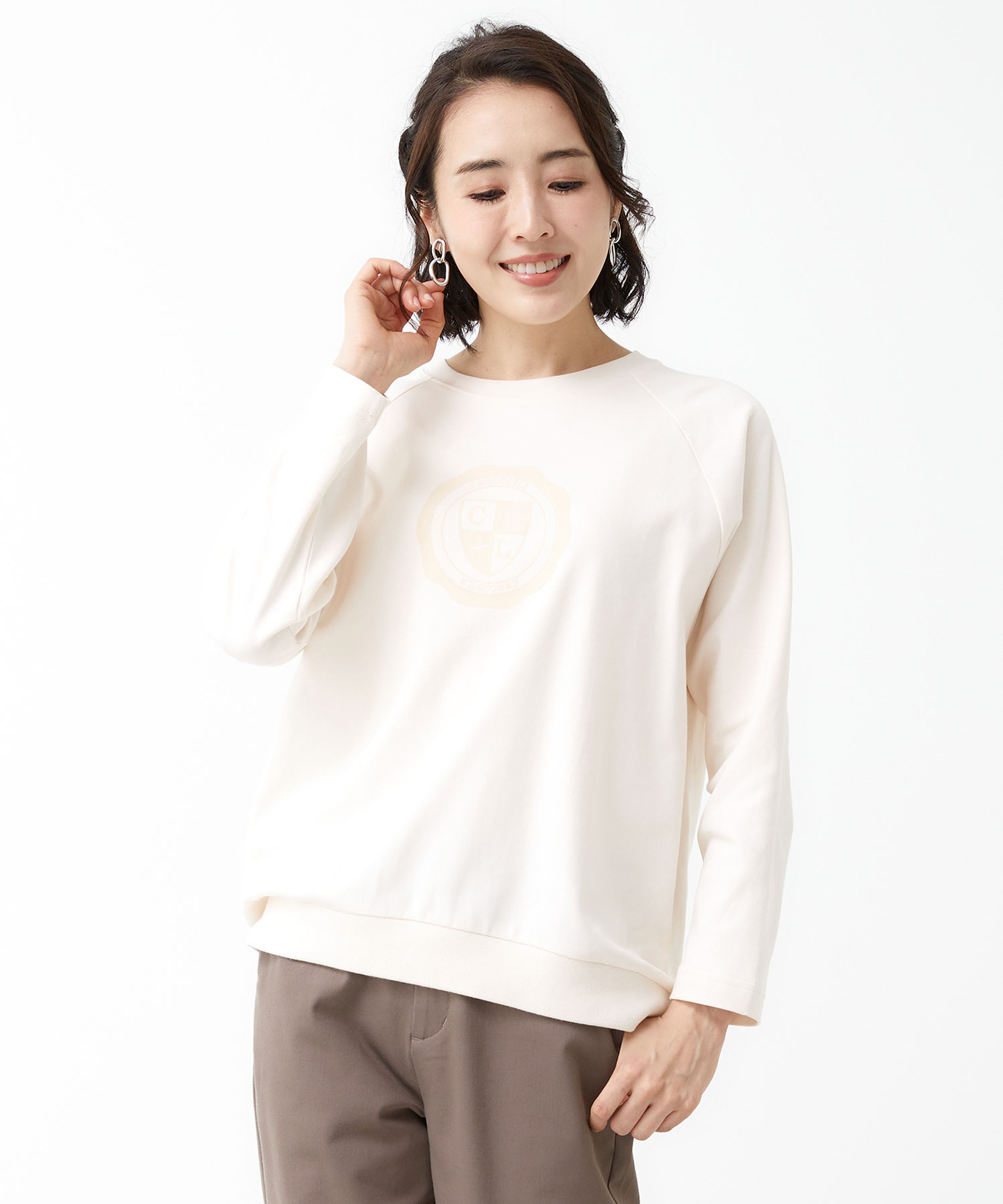 レディース エンブレム プリント トレーナー通販 [0302-51207