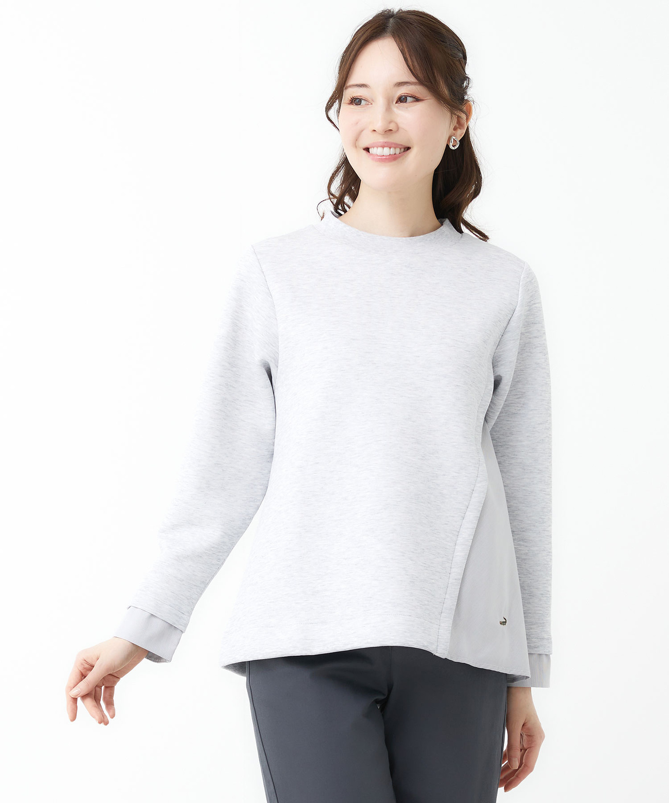 レディース コットンブレンド 布帛ドッキング トレーナー通販 [0302