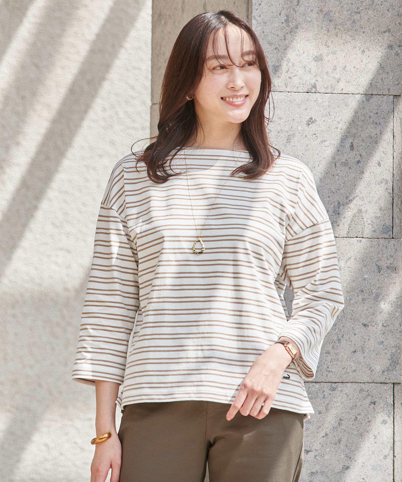 レディース ボーダー柄 ワイドシルエット カットソー通販 [0302-53207