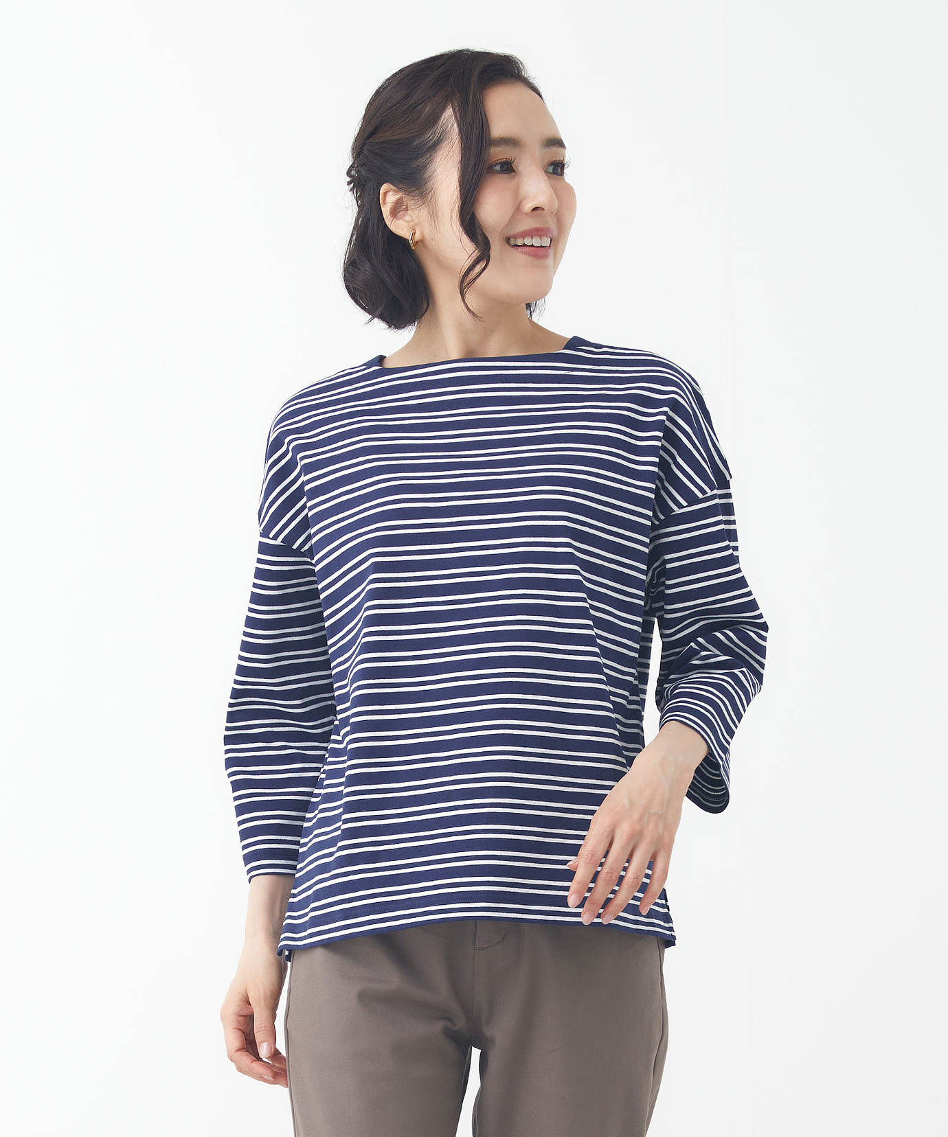 レディース ボーダー柄 ワイドシルエット カットソー通販 [0302-53207