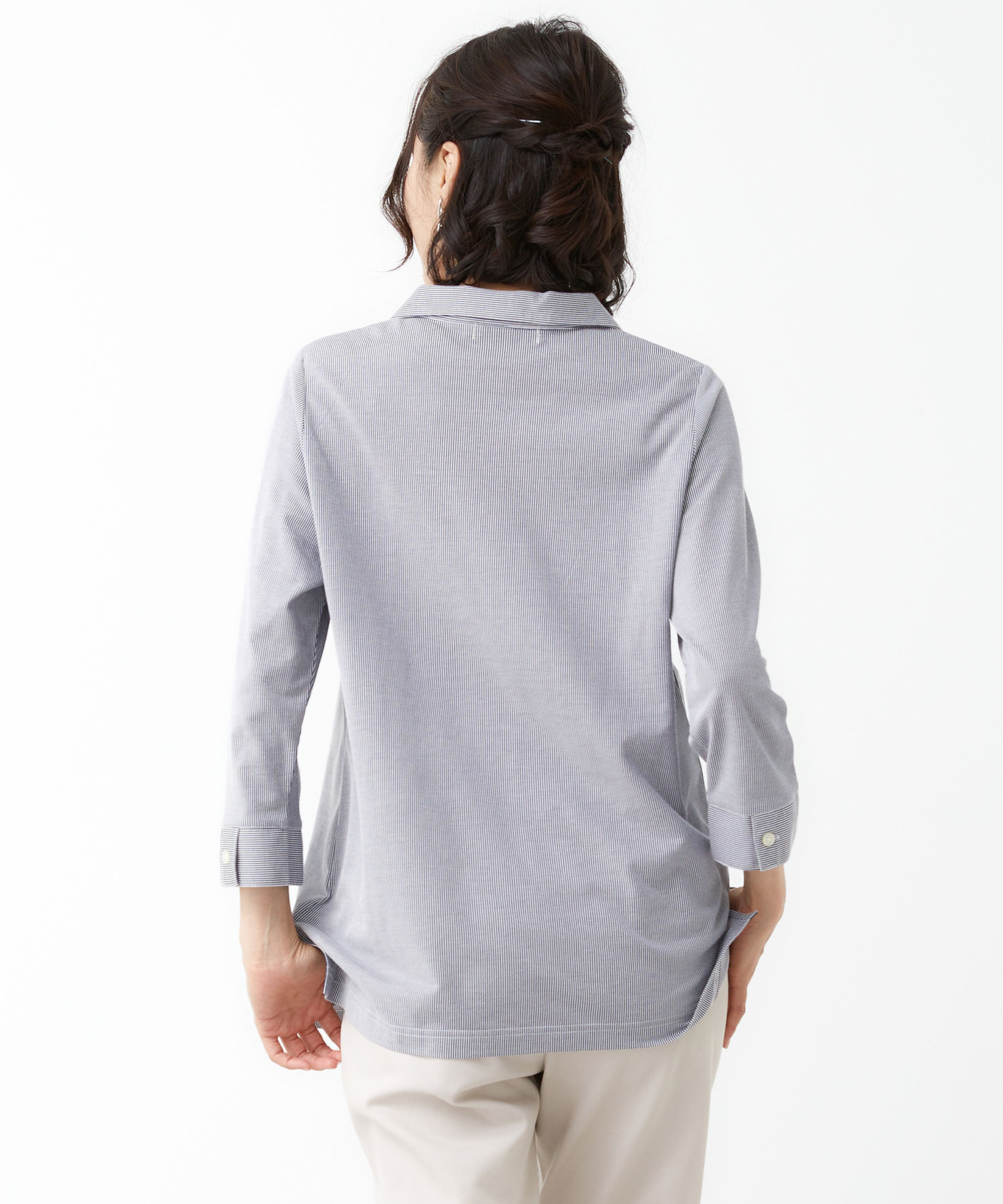 レディース ジャカード ストライプ カットチュニック通販 [0302-53208