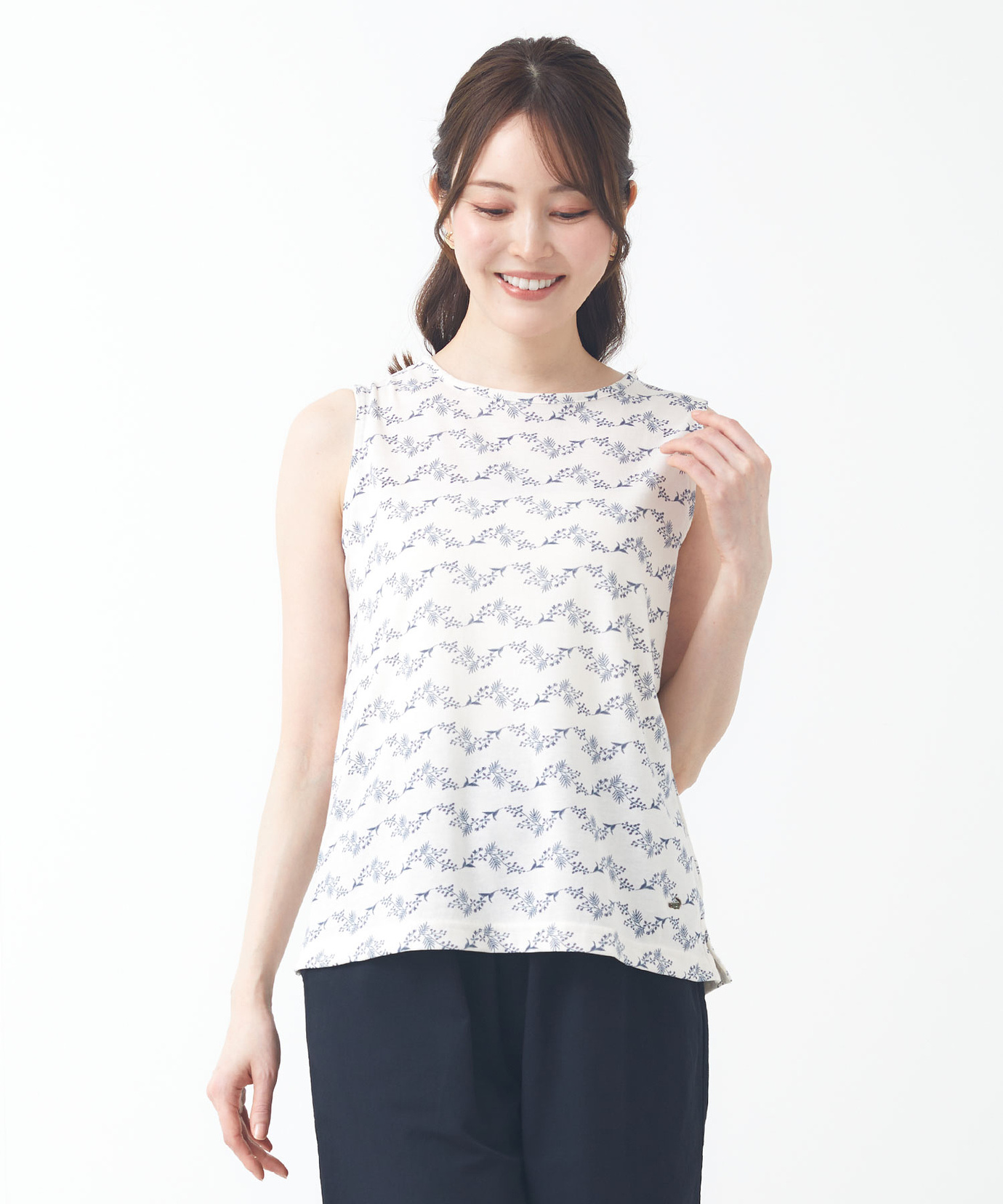 レディース コットンブレンド プリント タンクトップ通販 [0302-53209