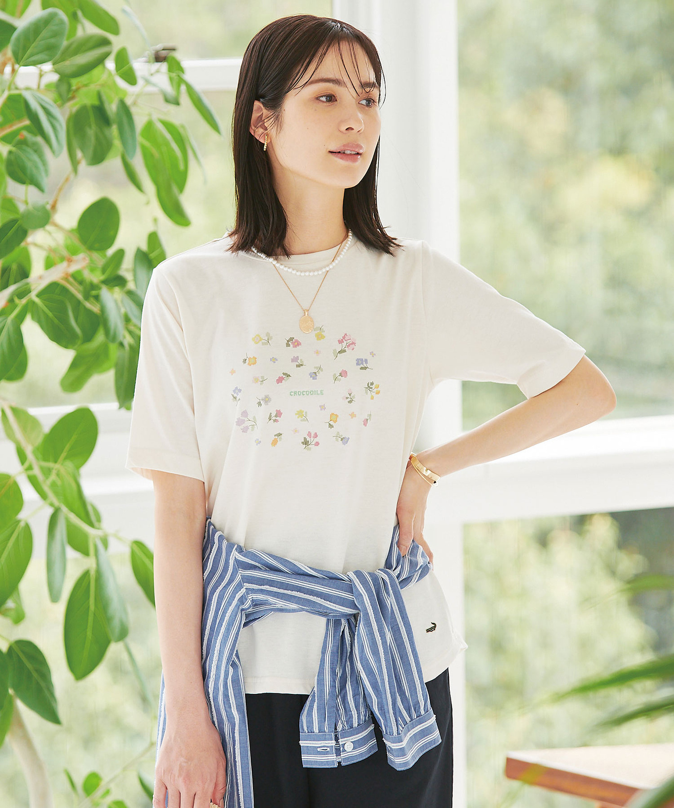 レディース 小花柄 プリント Tシャツ通販 [0302-53211] - クロコダイル