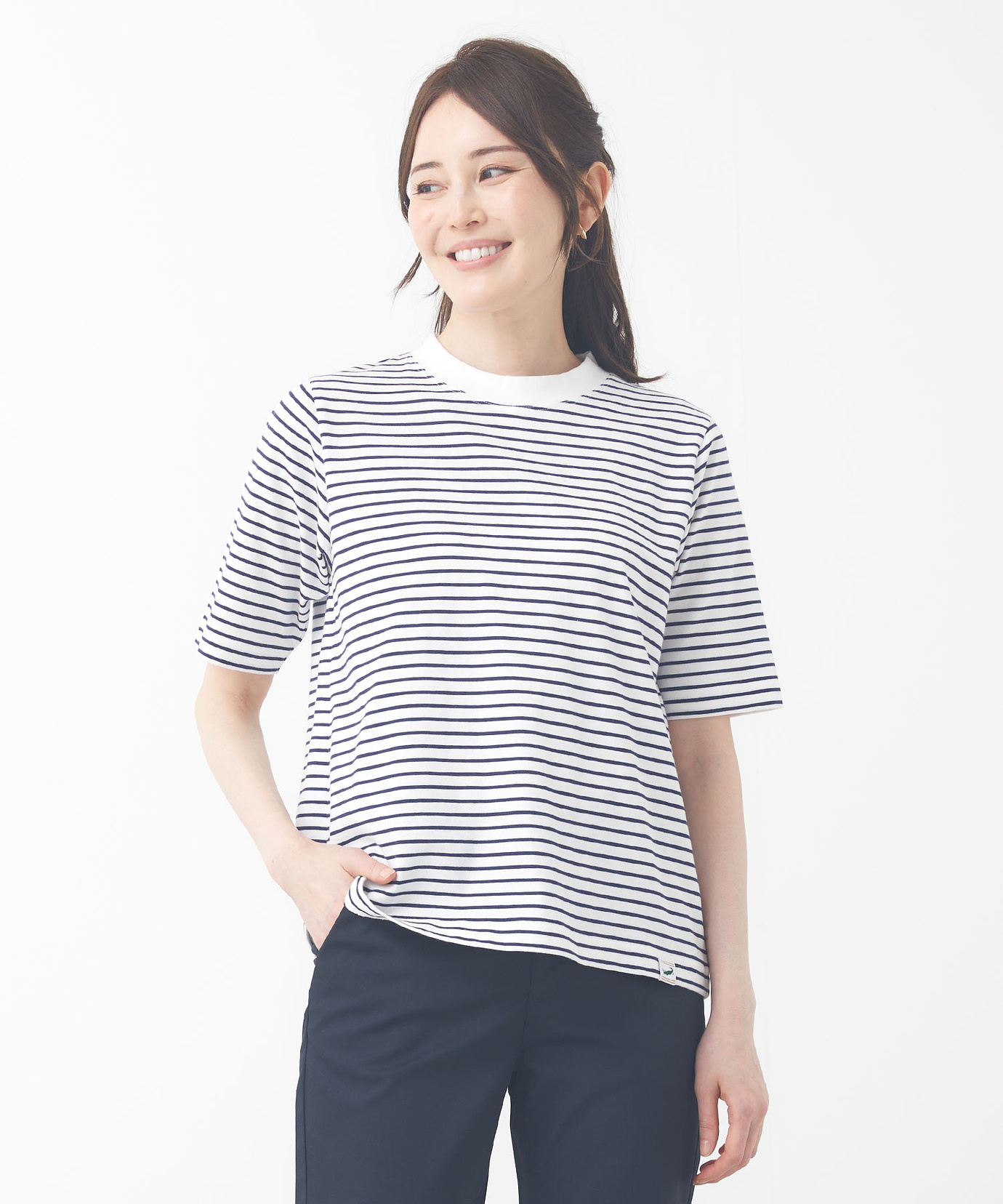 レディース モックネック ボーダー Tシャツ通販 [0302-53222