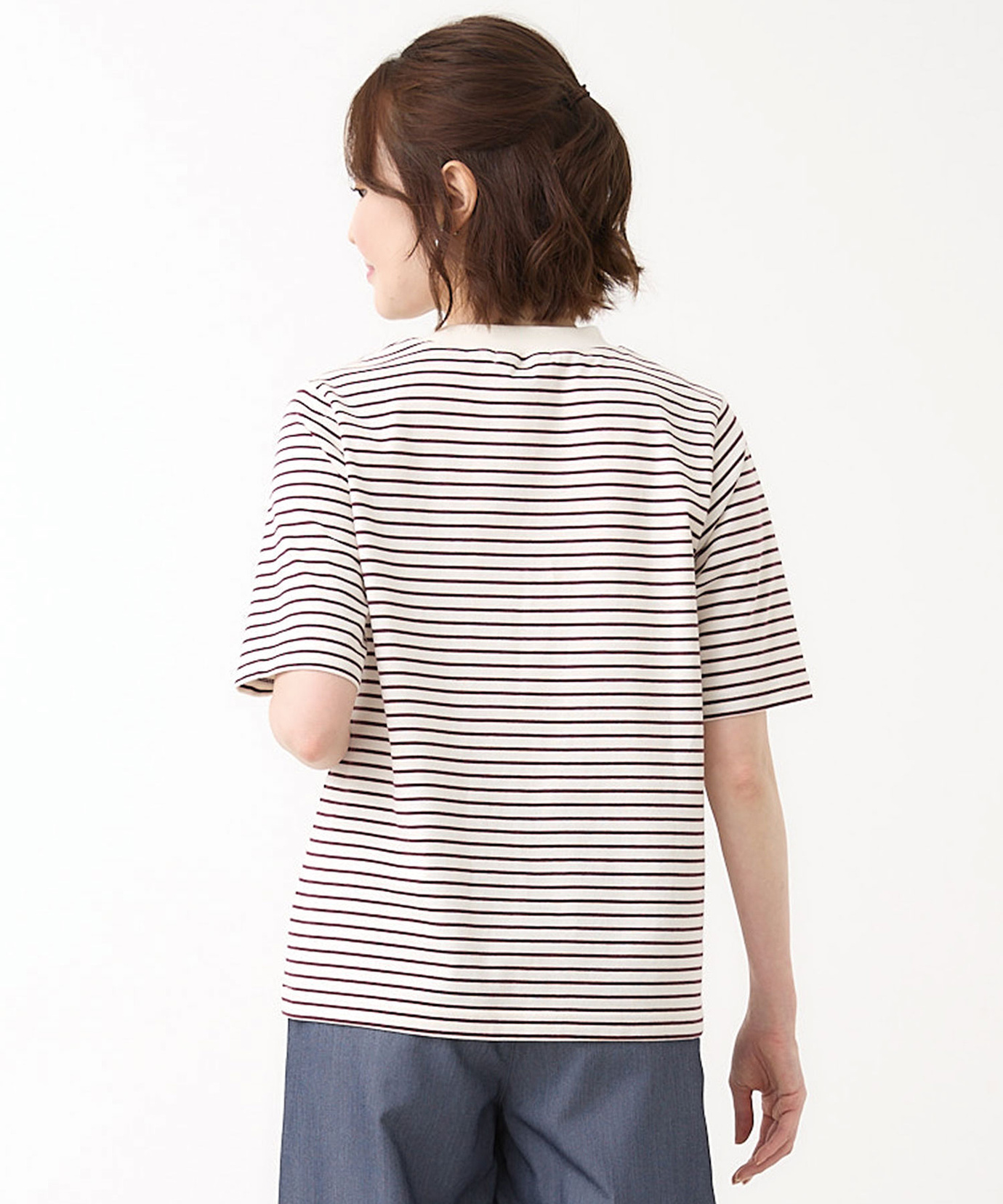 レディース モックネック ボーダー Tシャツ通販 [0302-53222