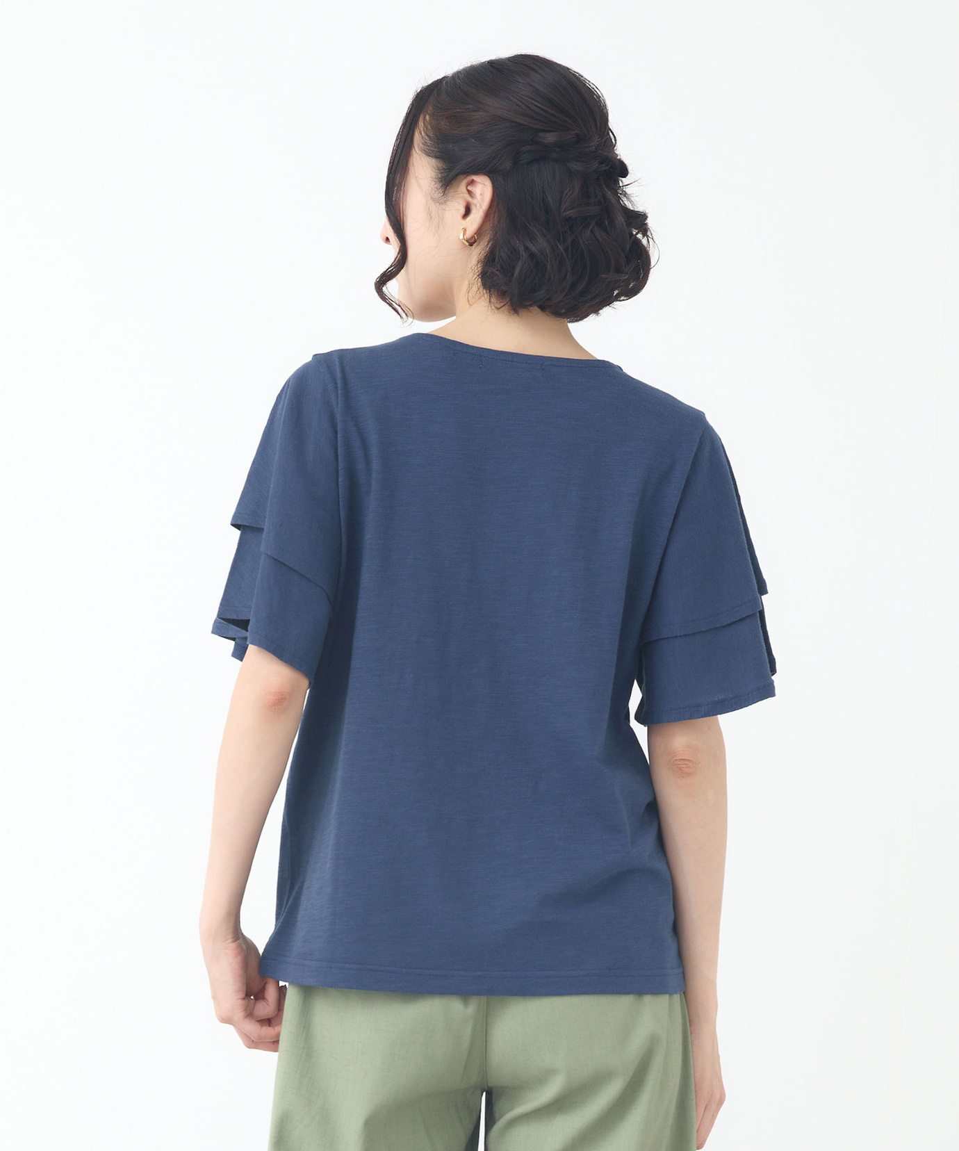 レディース スラブ天竺 フリルスリーブ Tシャツ通販 [0302-53226 