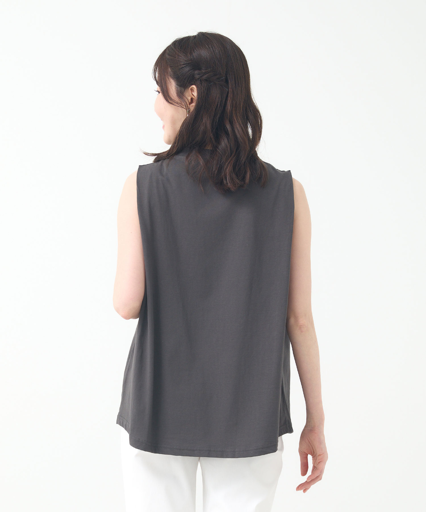 Christian DADAプリントタンクトップ グレー レディース コットン タックデザイン タンクトップ通販 [0302-53227