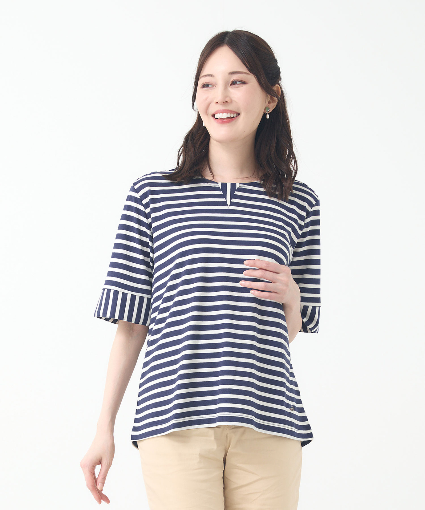 レディース スノーリネン ボーダー Tシャツ【接触冷感】通販 [0302