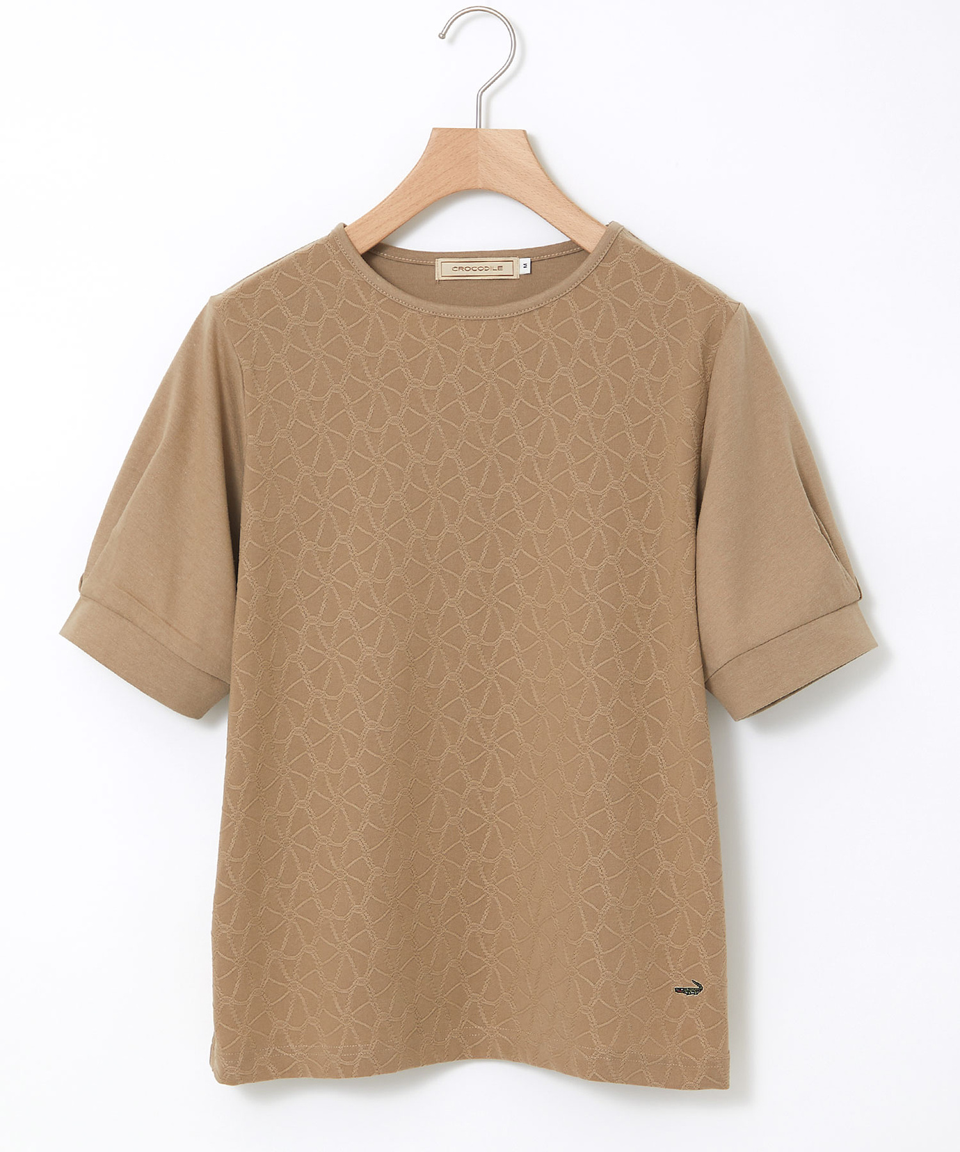 レディース レース柄 ジャカード 五分袖カットソー通販 [0302-54205