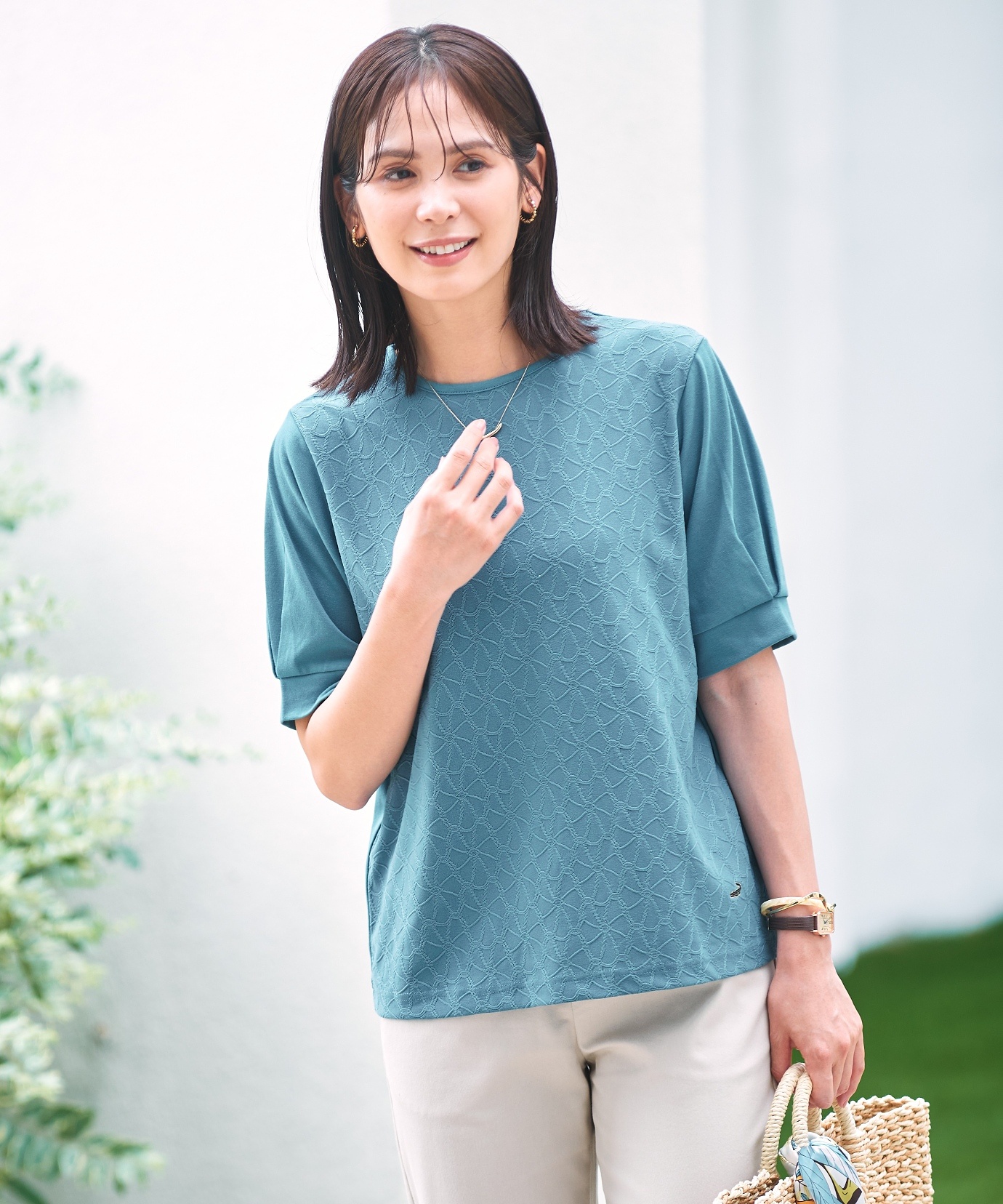 売れ筋商品|||コロシアム カットソー レディース  Heather Gray レディース レース柄 ジャカード 五分袖カットソー通販 [0302