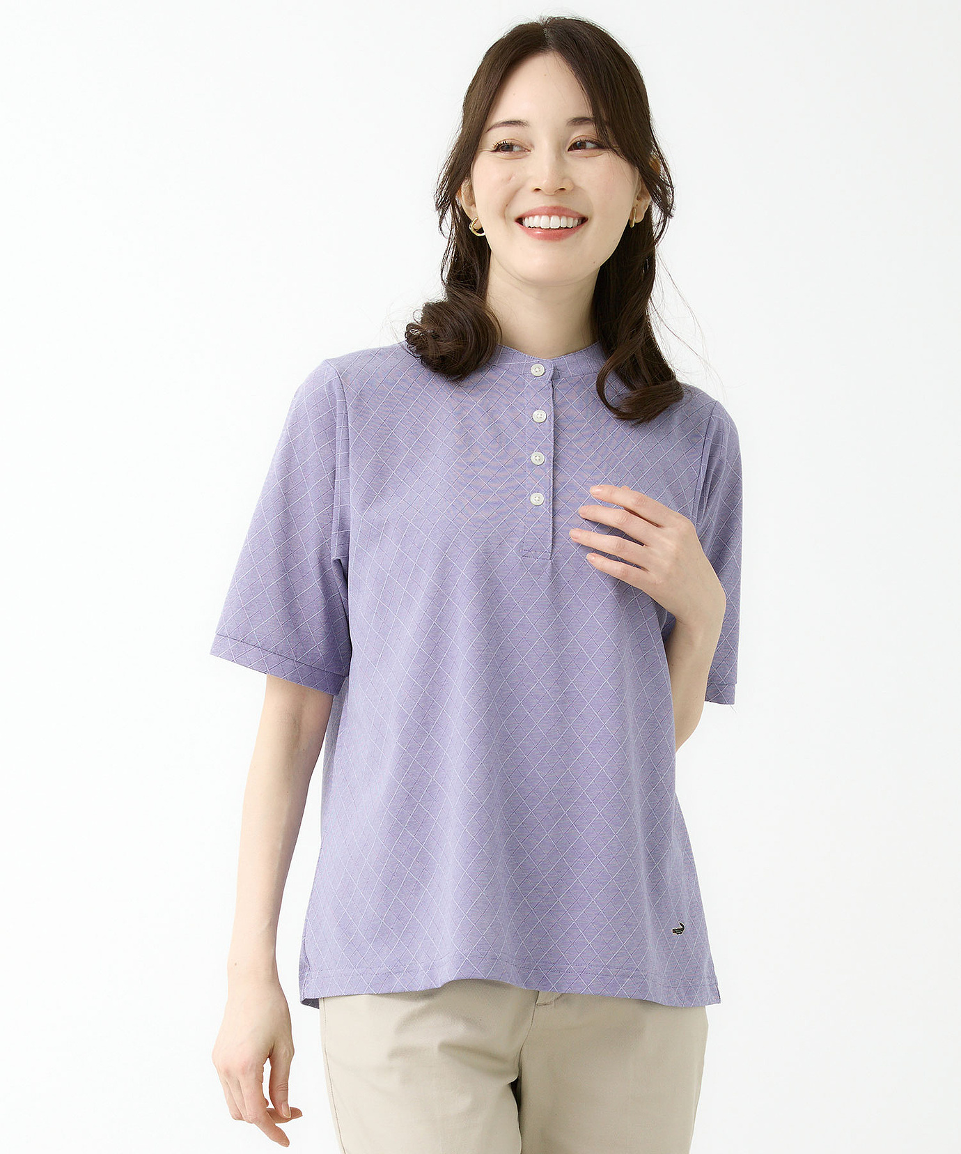 レディース バンドカラー アーガイル カットソー通販 [0302-54207