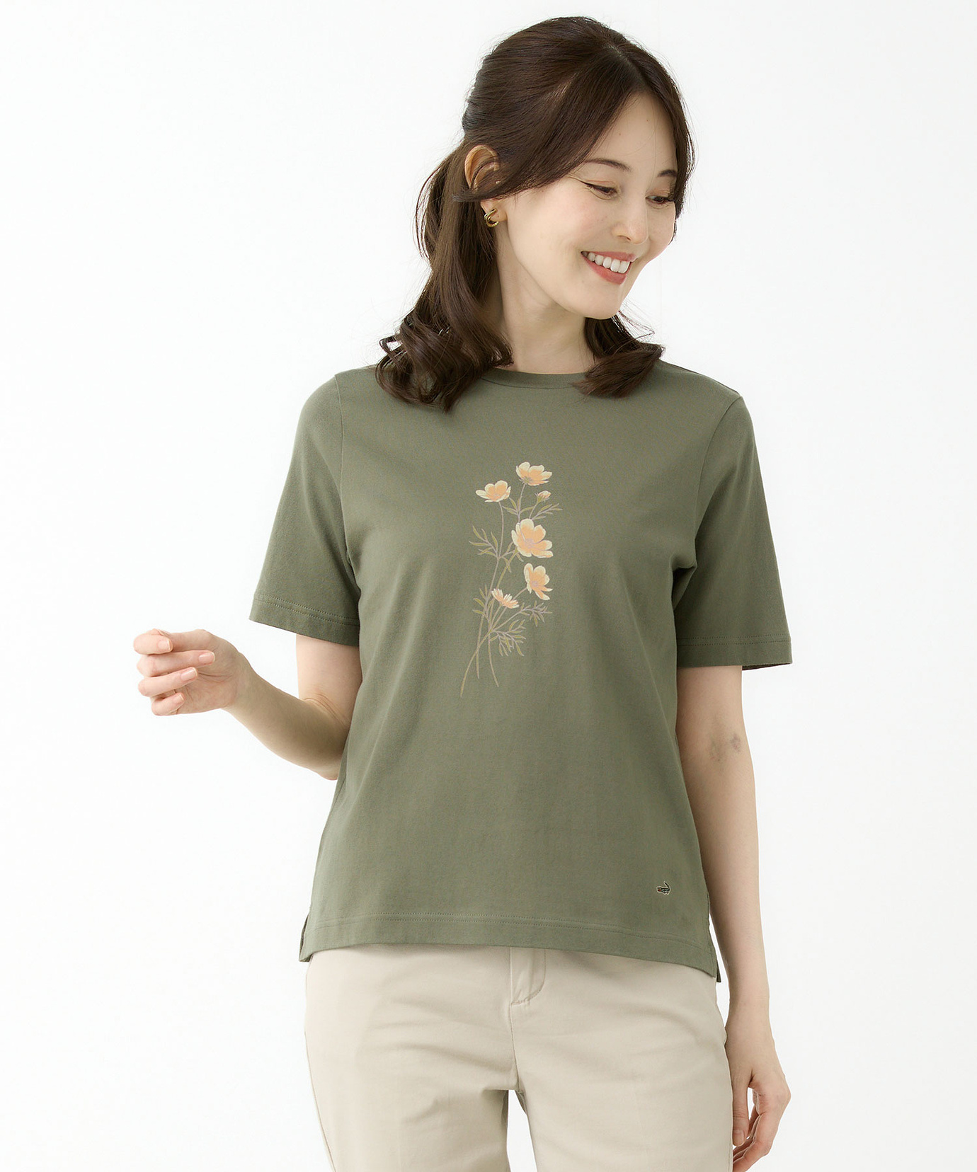 レディース コスモス プリント Tシャツ通販 [0302-55205