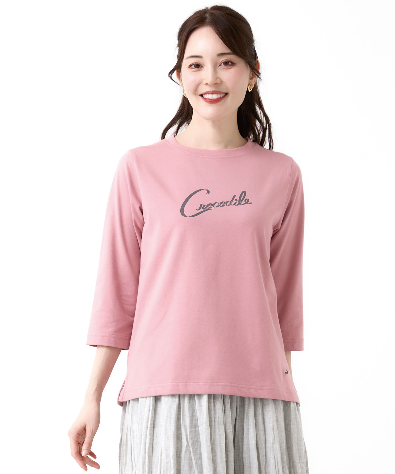 レディース リボンロゴプリント 七分袖 Tシャツ通販 [0302-55206